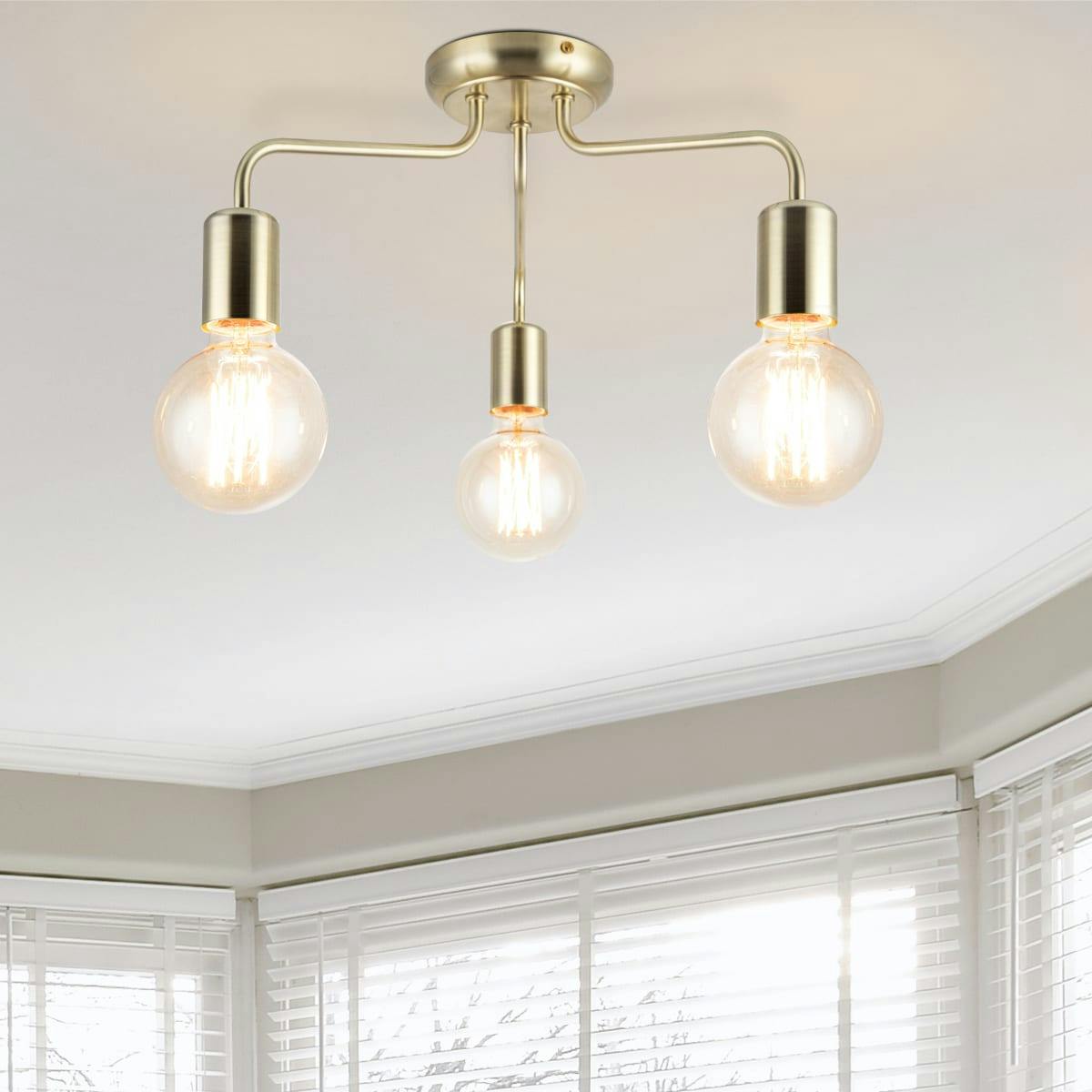 Cosylyte Light Fraser 3 Metal Ceiling Flush - Brushed Brass