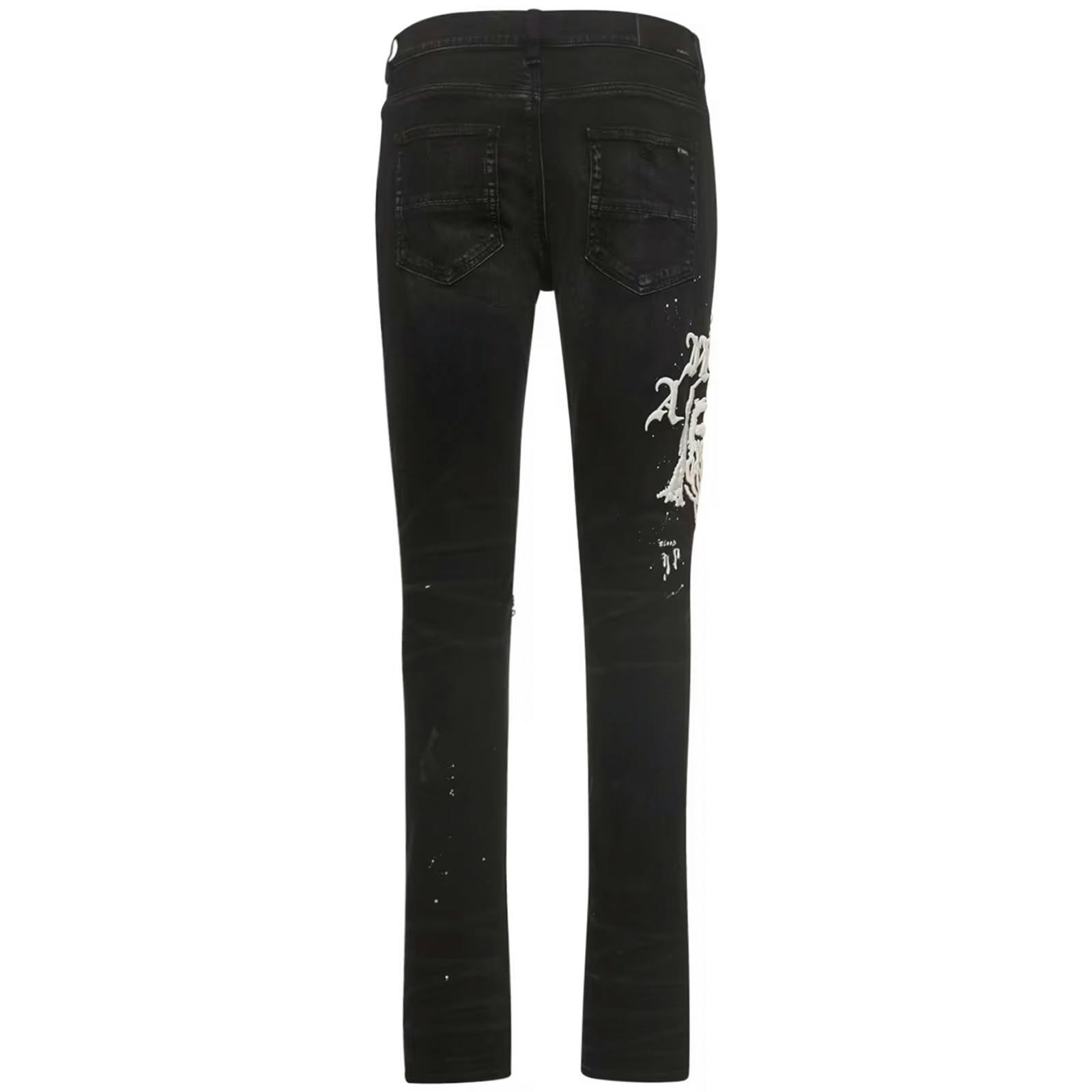 Amiri Black Wes Lang Reaper Logo Jeans In - W31