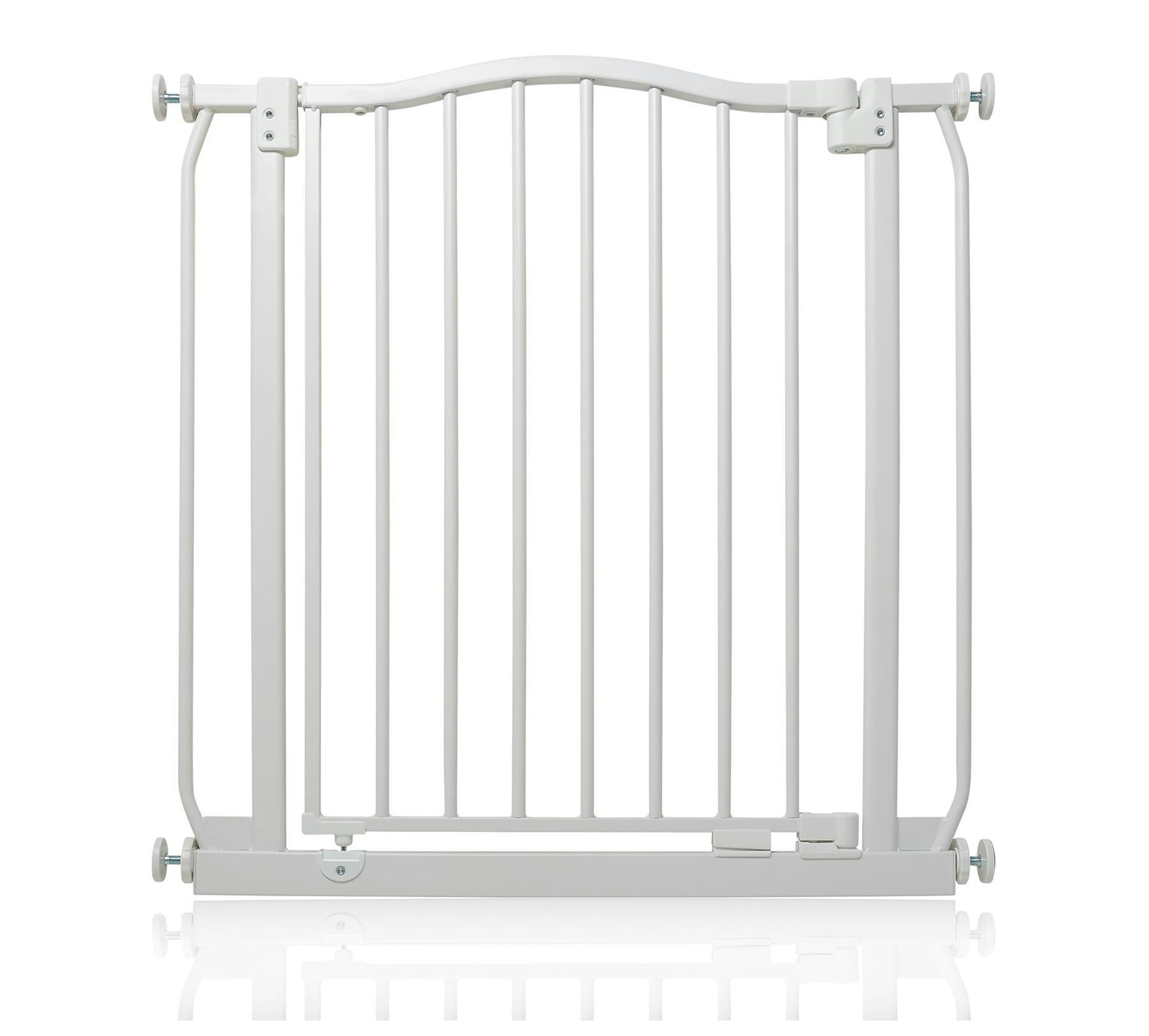 Safetots White Curved Top Safety Gate, 71Cm - 80Cm, Matt Pressure Fit Stair Gate - Metal - 71Cm -80Cm