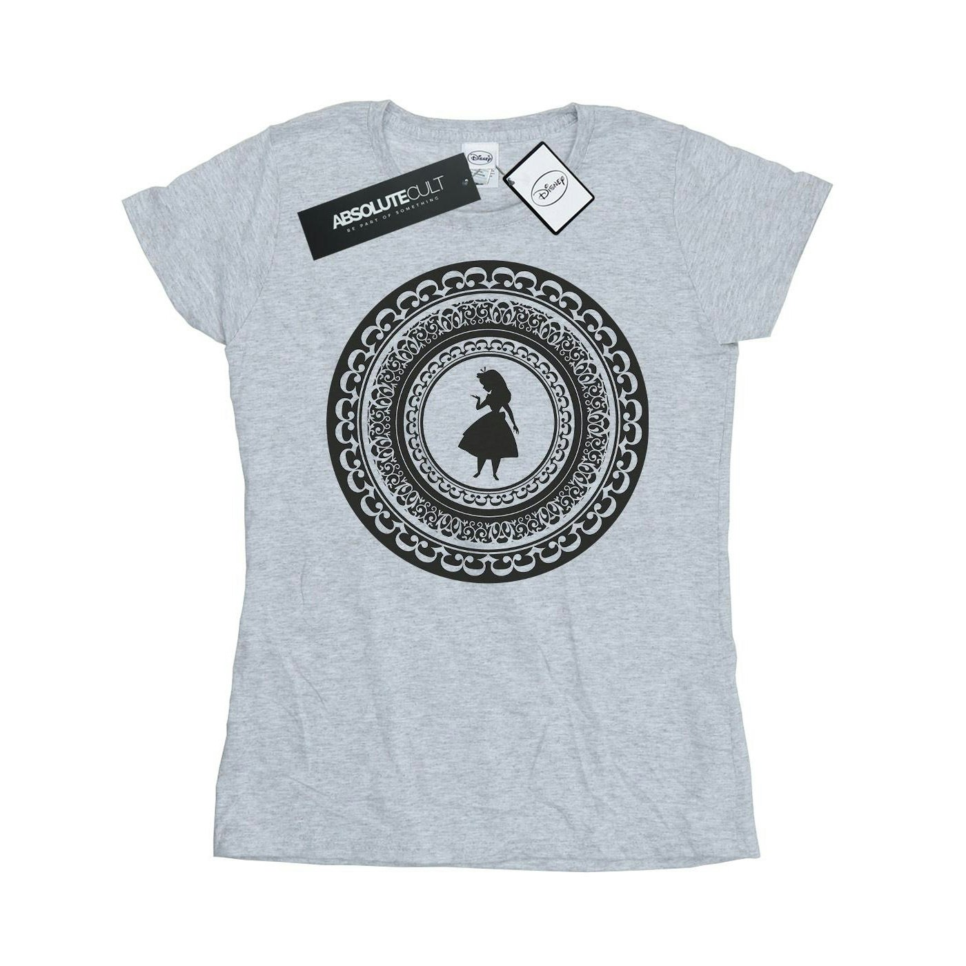Disney Women's Grey / Alice In Wonderland Circle Cotton T-Shirt - Sports - Sports Large