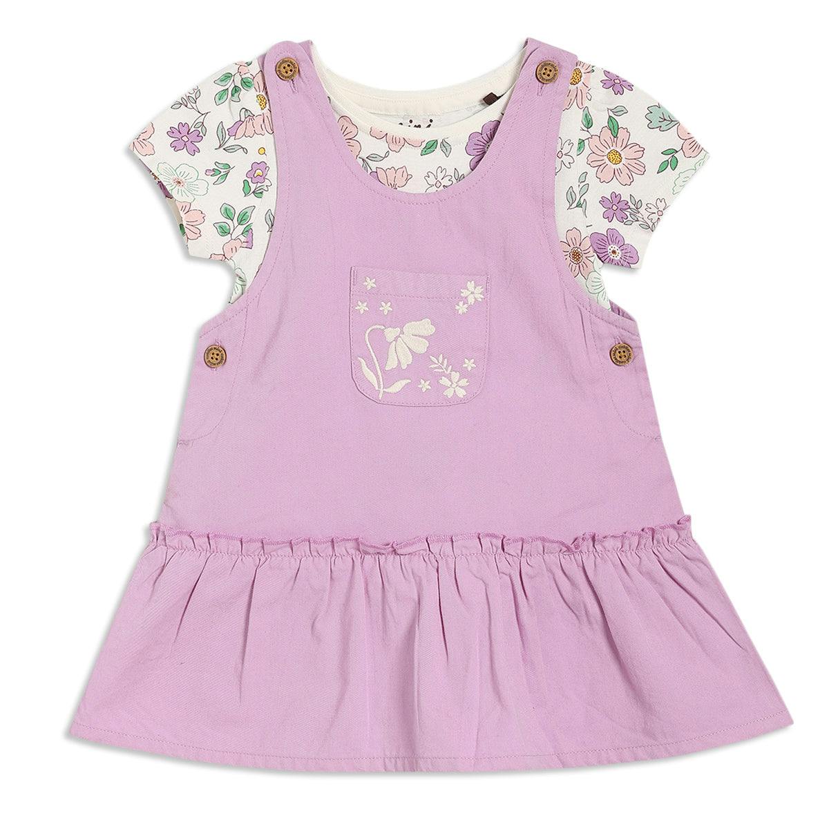 Mini Cuddles Women's Baby Girls Floral 2Pc Pinny Set, Multicolour - 18-24 Months