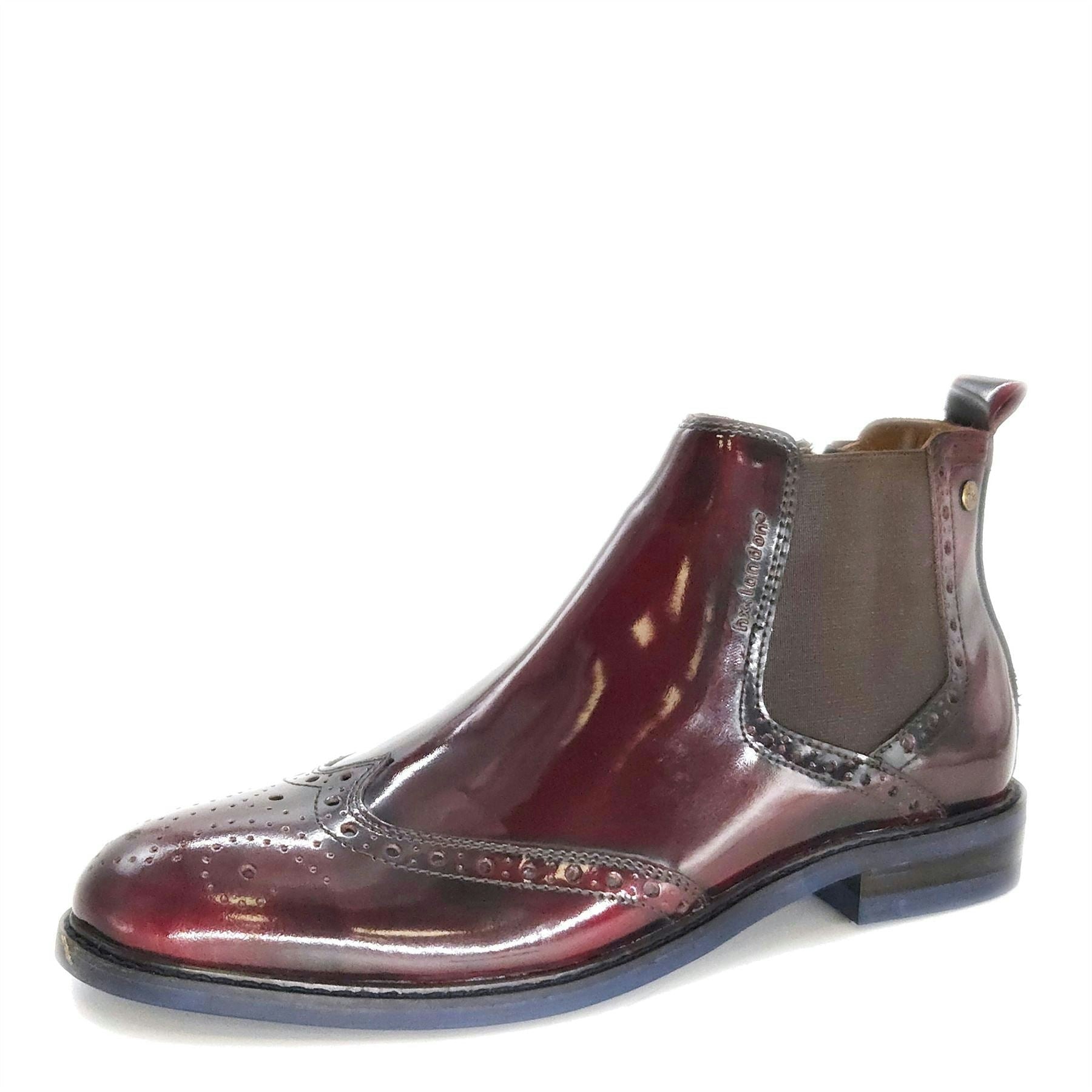 Hx London Men's Erith Brogue Chelsea Boots - Cherry - 10 Uk
