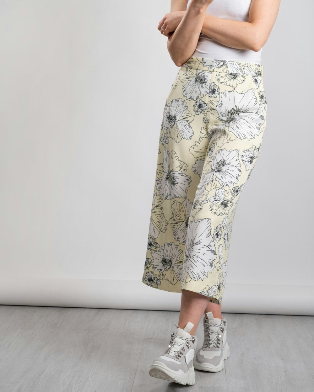 Great Plains Women's Yellow Tropical Fauna Culotte - Buttercream Combo - Uk16 Eu44 Us12