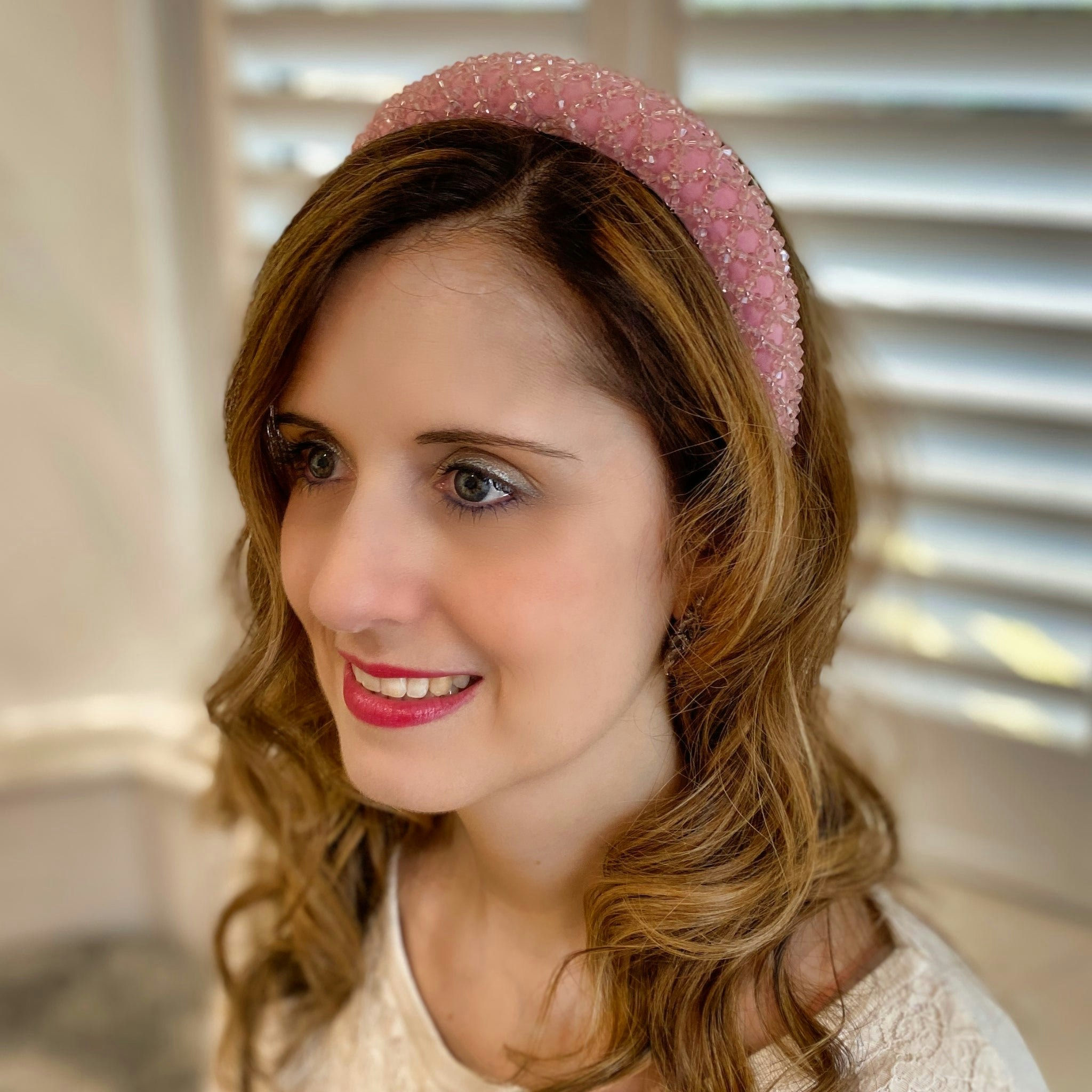 Queenmee Accessories Pink Sparkly Headband Beaded Headband