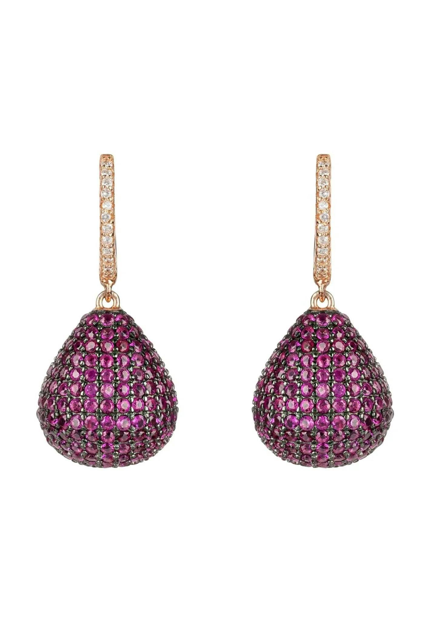 Latelita Silver/Light/Black Valerie Pear Drop Gemstone Earring Rosegold Ruby