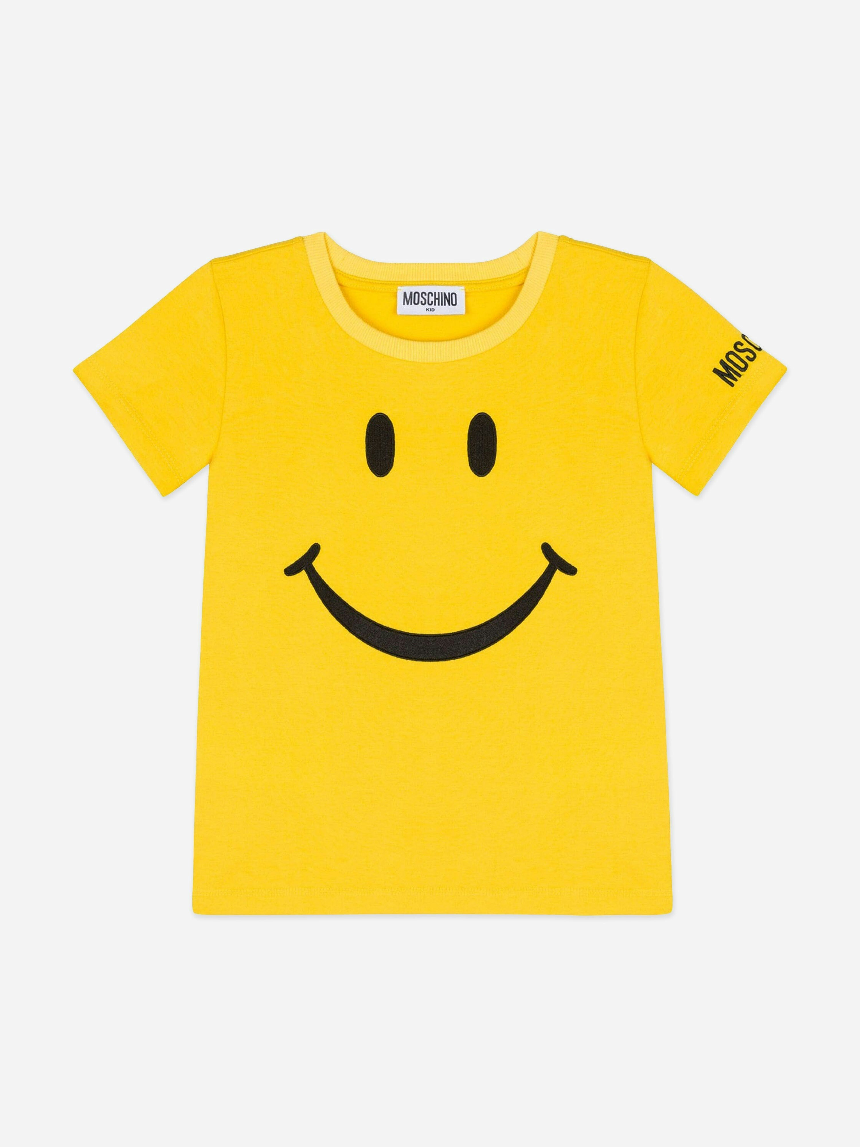 Moschino Kids Yellow Smiley Face T-Shirt In - 12 Yrs