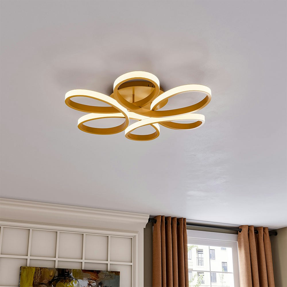 Rackhams Golden/White/Light Frame Modern Cool Led Chandelier Ceiling - Dimmable - 58 Cm