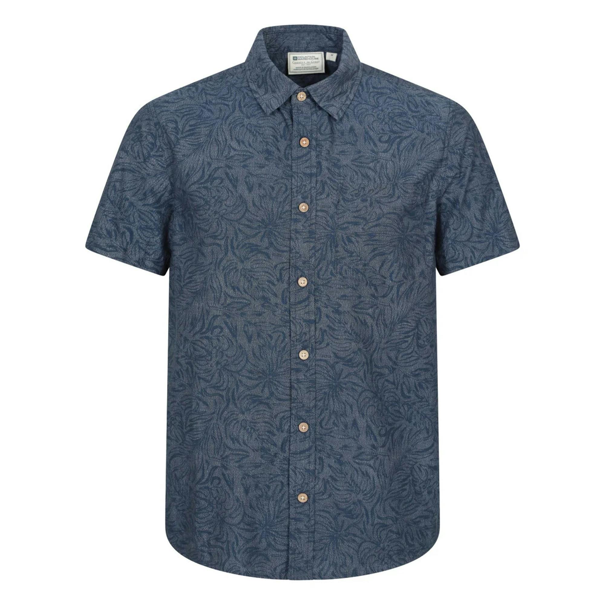 Mountain Warehouse Men's Blue Tropical Short-Sleeved Shirt - Pale - 4XL - Pale - 100% Cotton