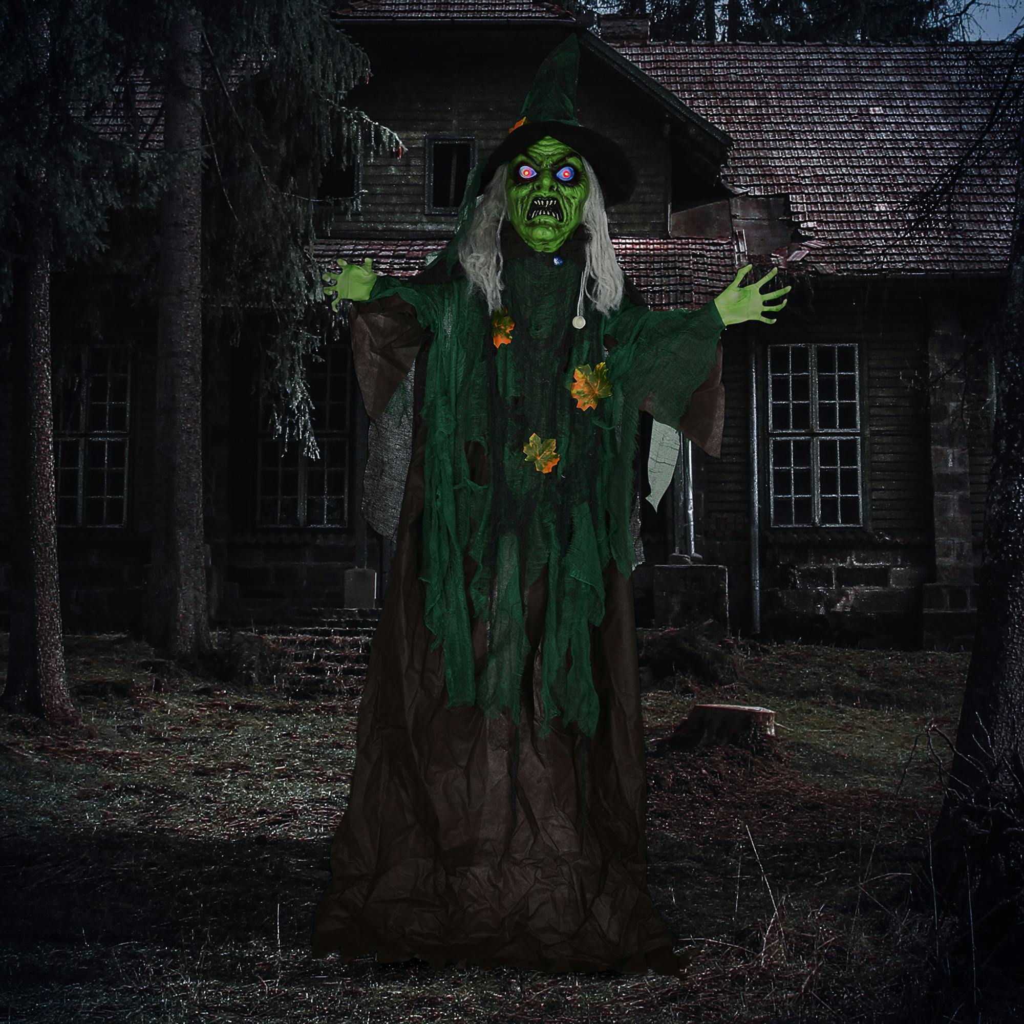 HOMCOM 6ft Outdoor Halloween Witch Prop Decoration with Light Up Eyes and Heart - Image 9