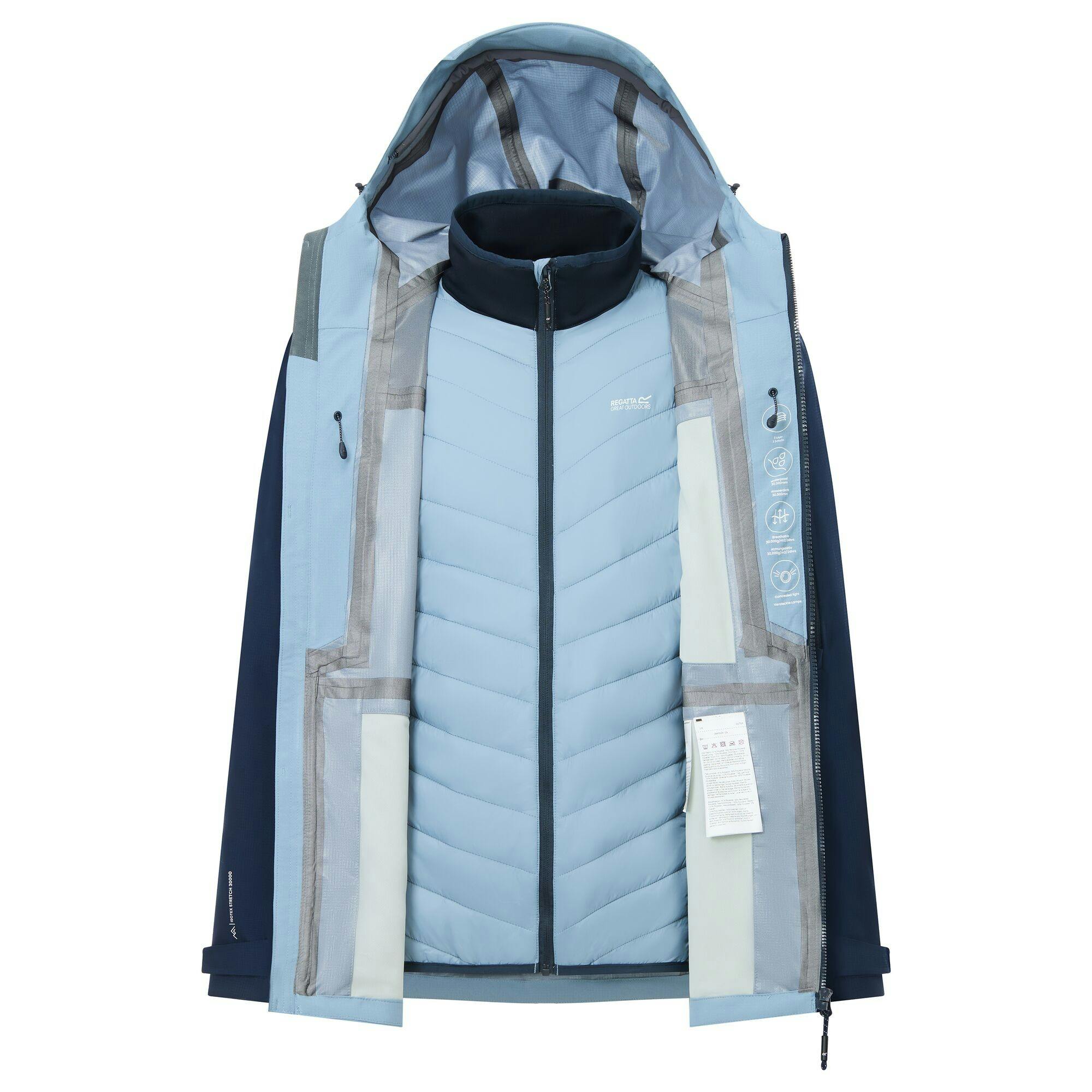 Regatta Men's Blue Sacrato 3 In 1 Waterproof Jacket - Dusky /Navy - Xxl - Dusky /Navy - 100% Polyamide