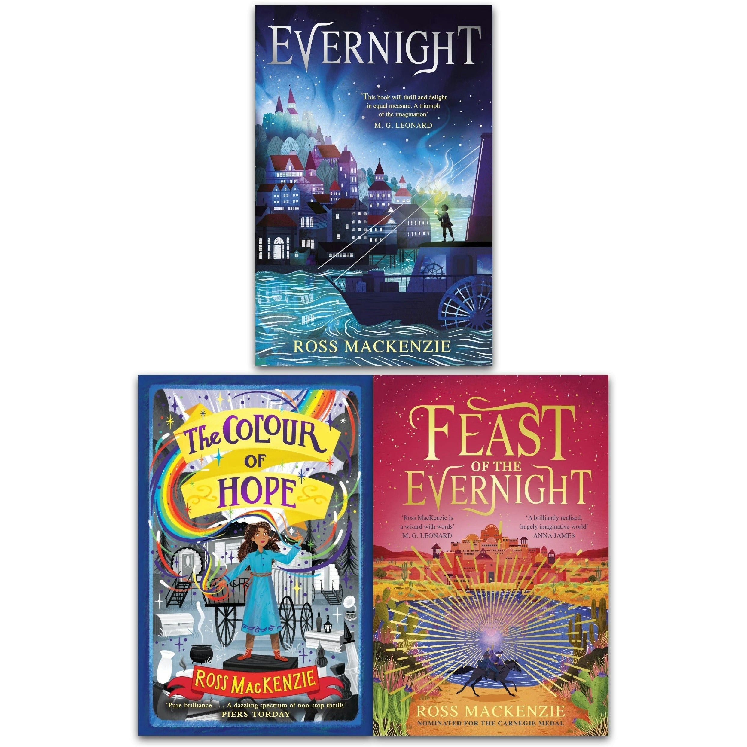 Andersen Press Silver/Dark Ross Mackenzie 3 Book Set Evernight, Feast Of The Evernight, The Colour Of Hope