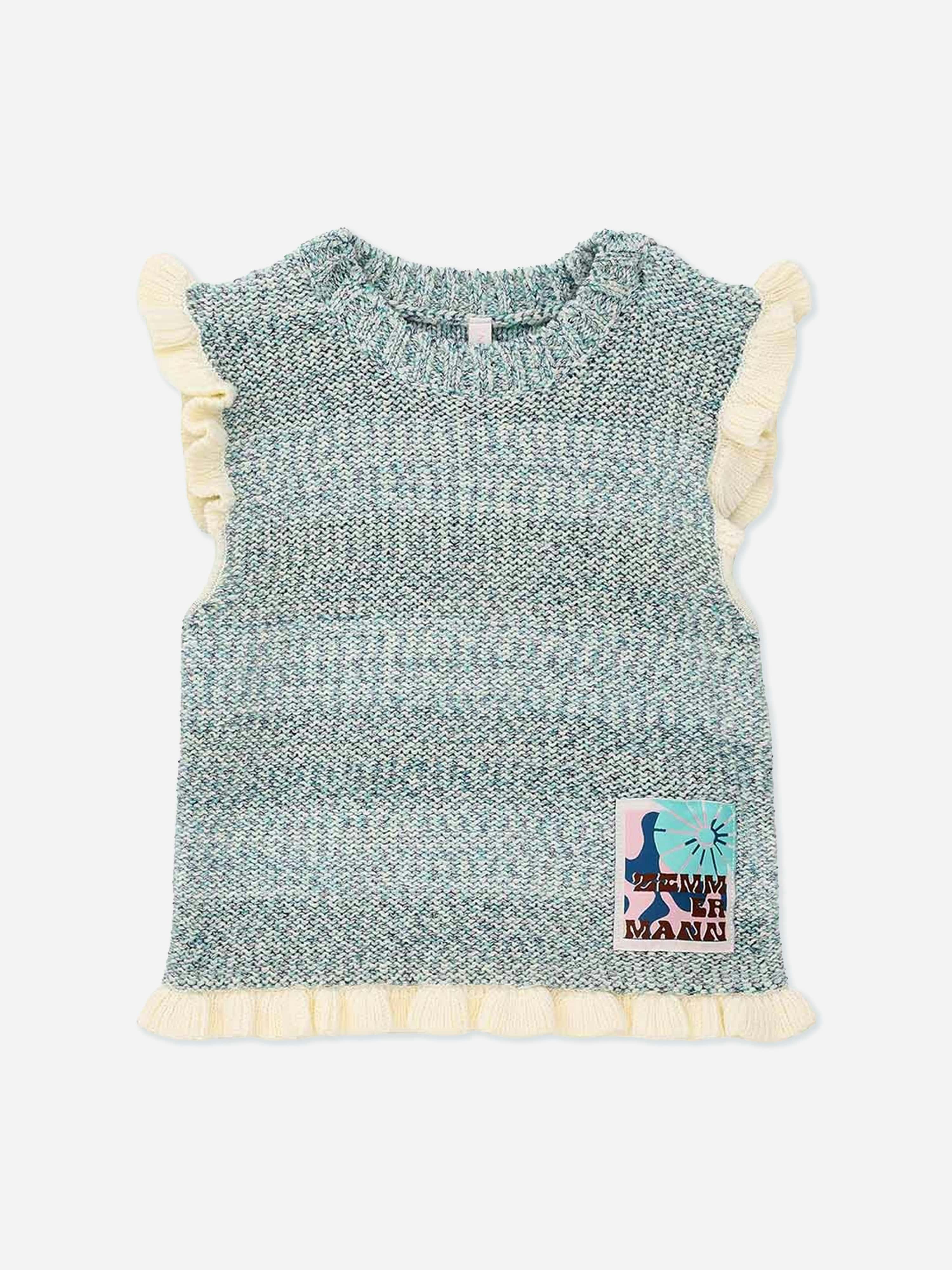 Zimmermann Girls Blue Patience Knit Top In - 12 Yrs