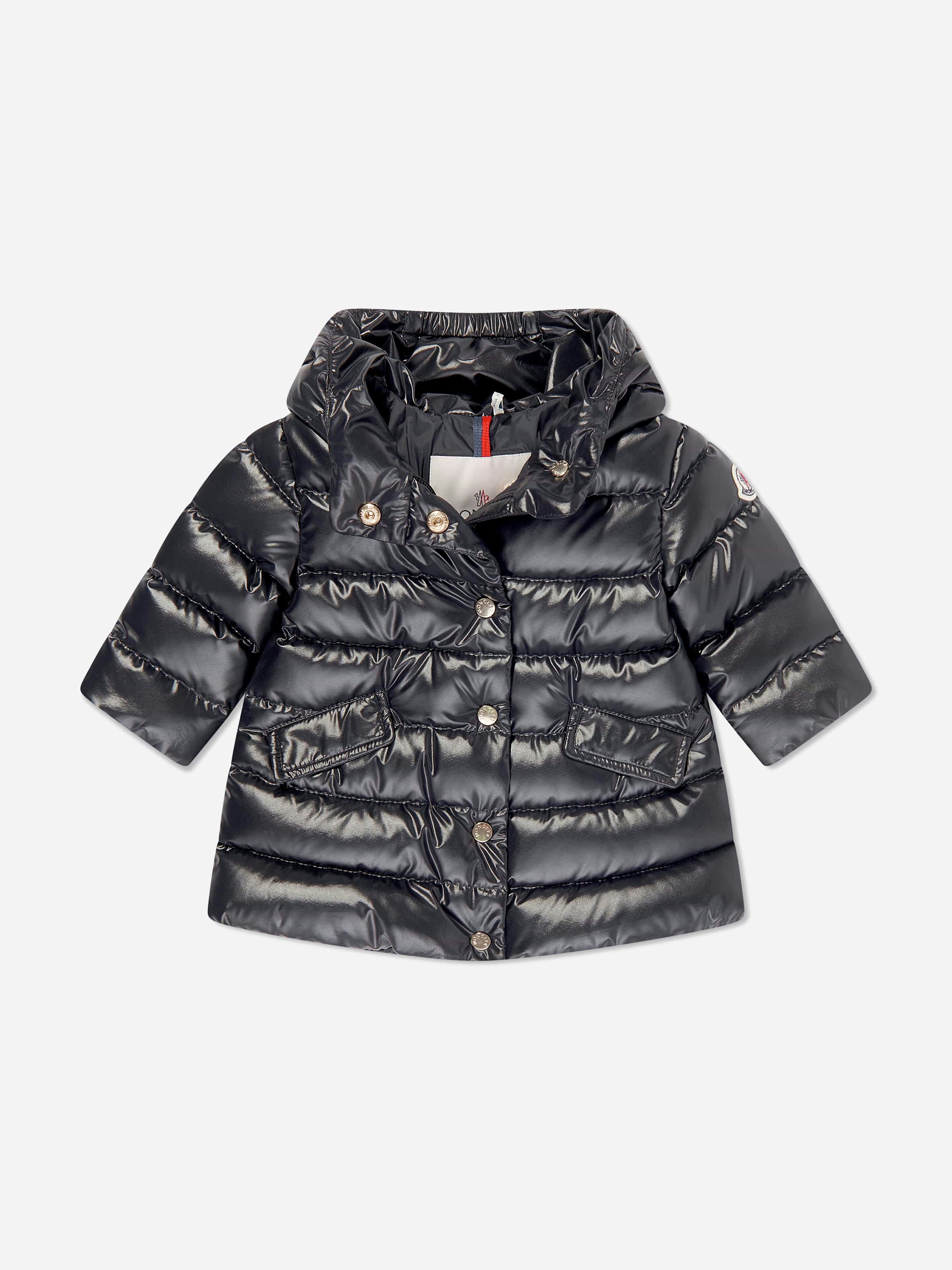 Moncler Enfant Women's Blue Baby Girls Down Padded Ibida Long Coat In Navy - 6 - 9 Mths