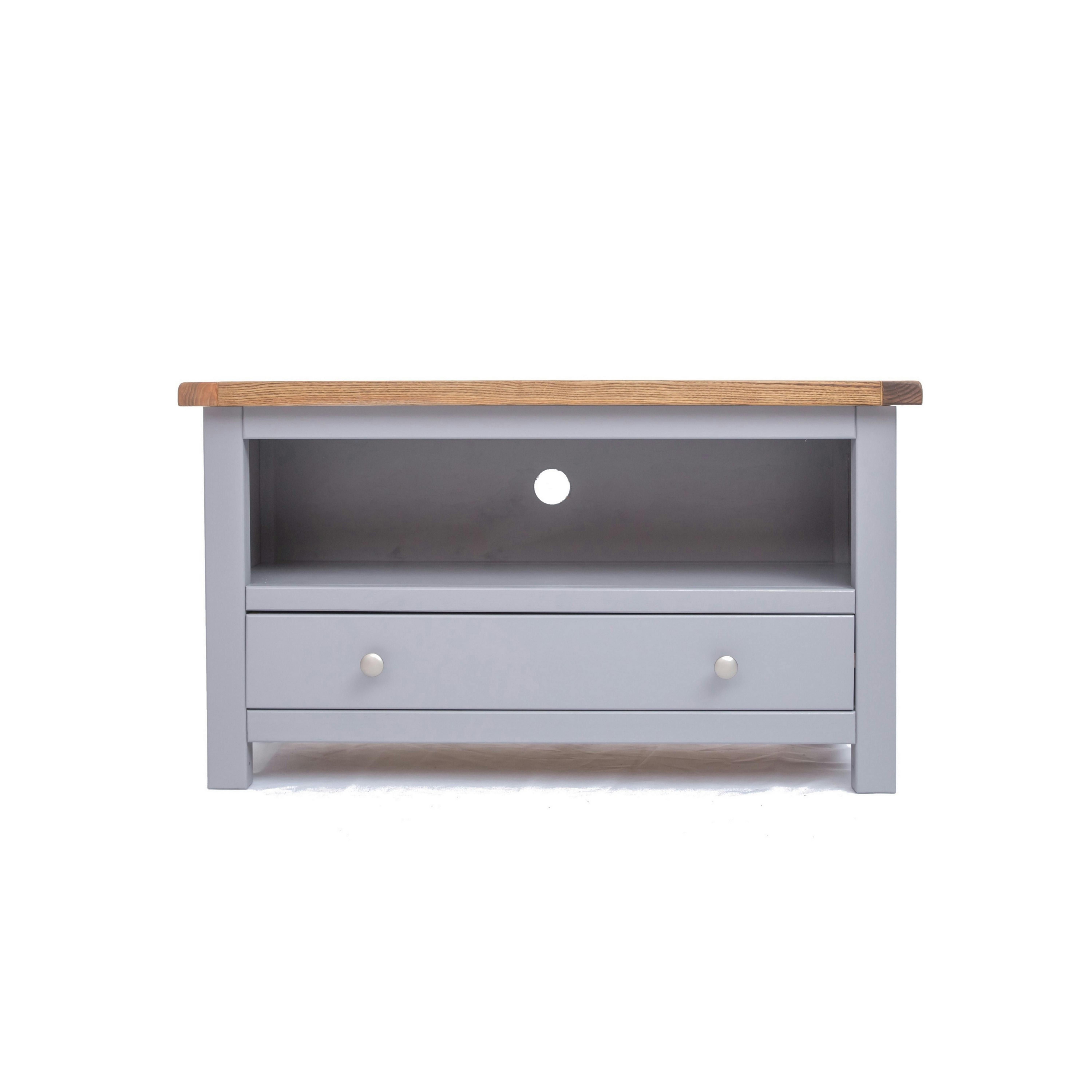 Rackhams Grey Mirano 1 Drawer Tv Cabinet Chrome Knob