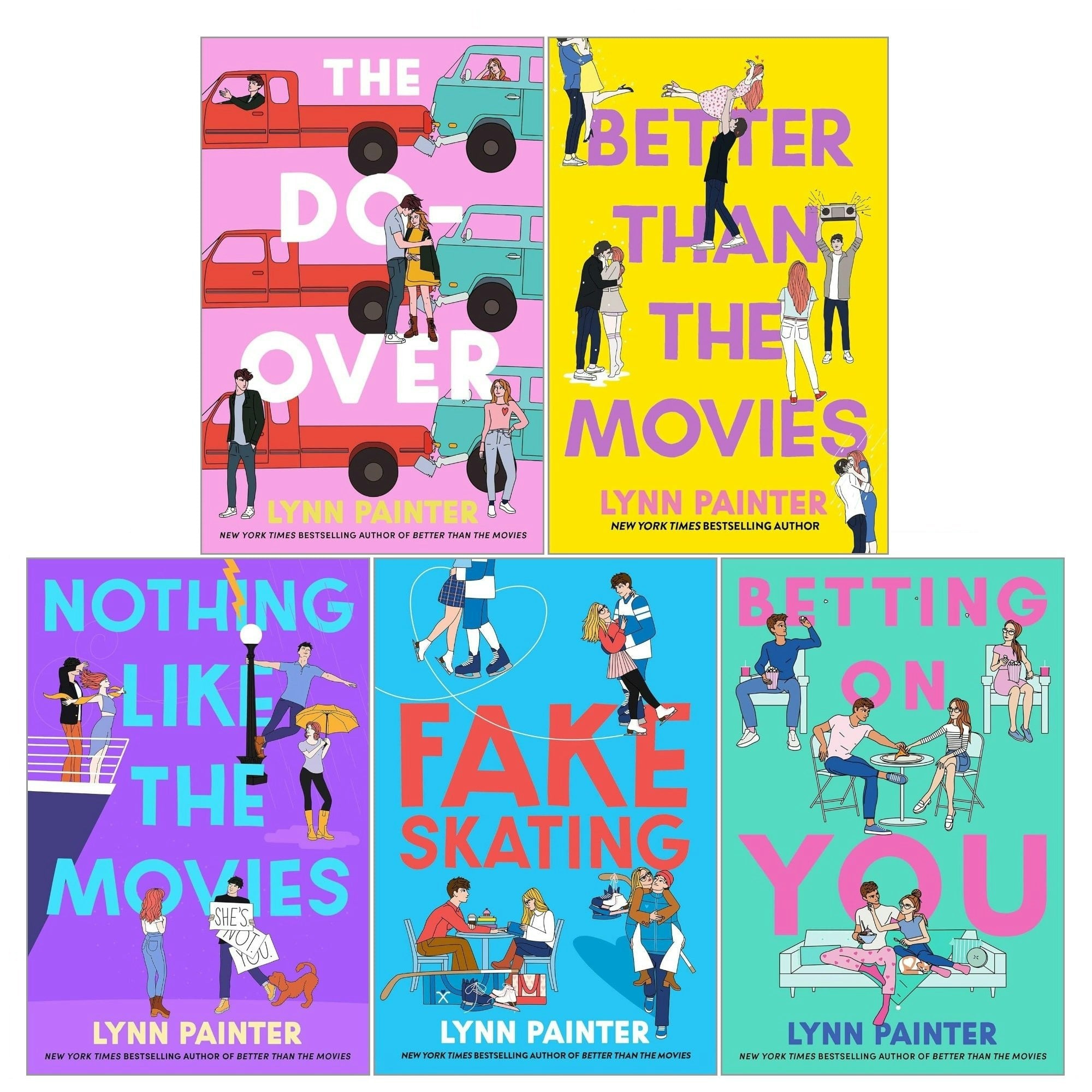 Various Publishers Lynn Painter Rom-Coms 5 Books Collection Set (Better Than The Movies, The Do-Over, Betting On You, Nothing Like The Movies, Fake Skating)