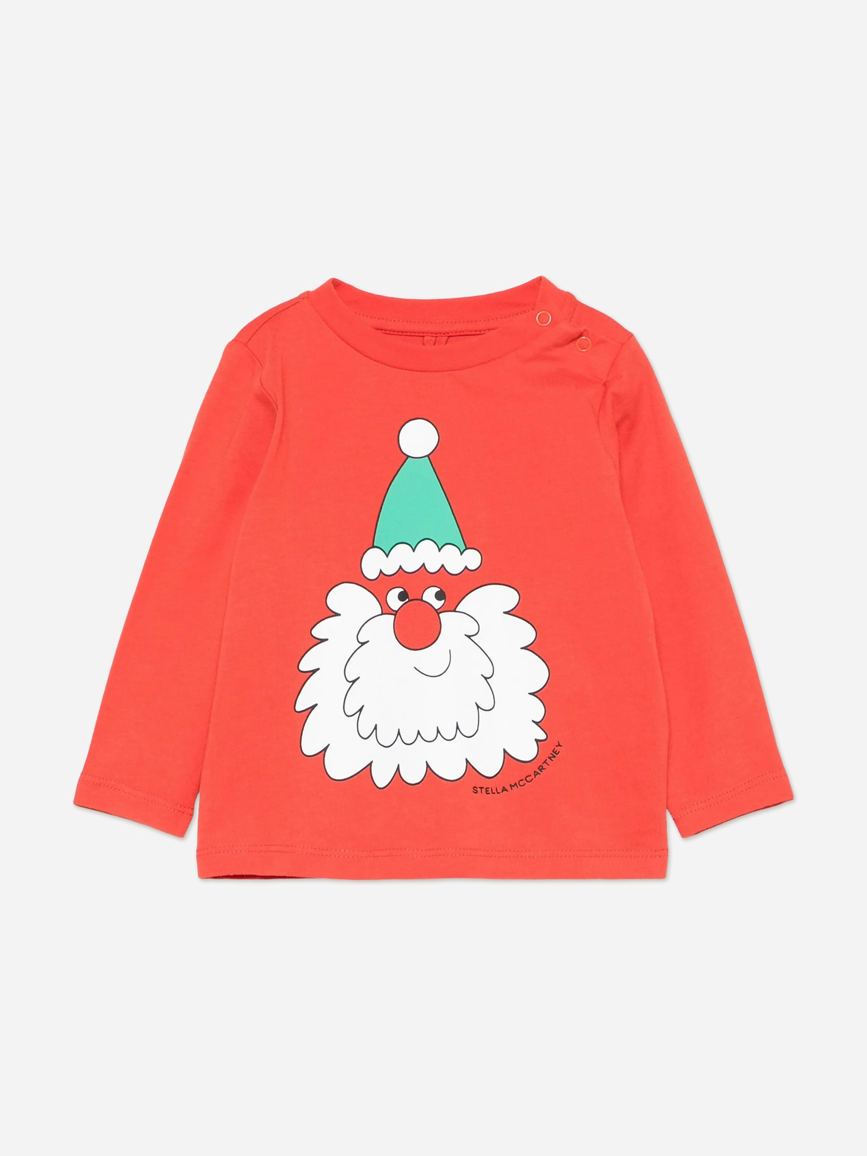 Stella Mccartney Kids Boys Red Stella Mccartney Baby Long Sleeve Santa T-Shirt In - 12 Mths