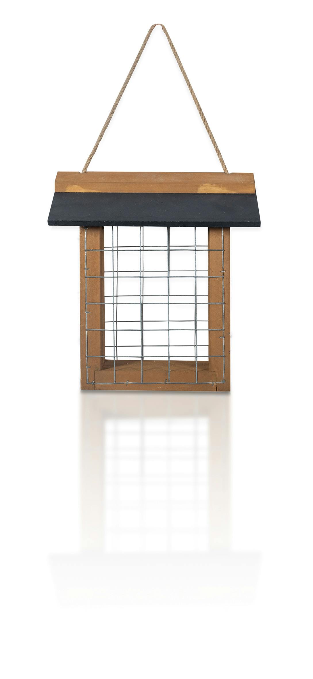 St Helens Wood Suet Bird Feeder With Slate Roof And Hanging Cord