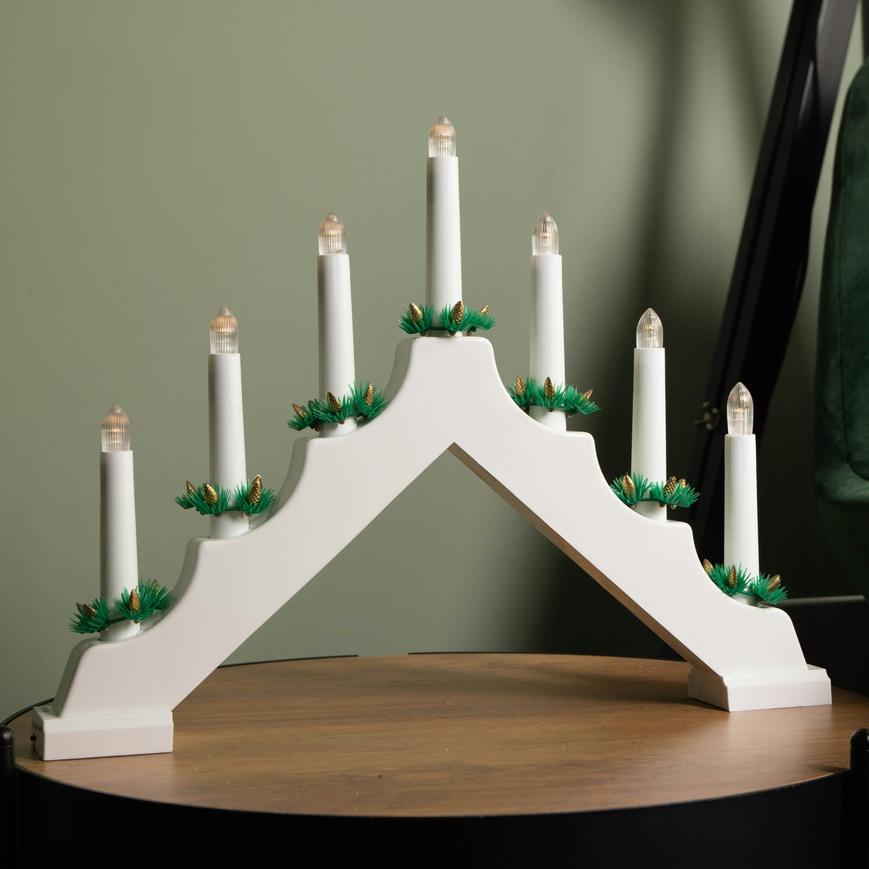 B&Q -  41Cm Battery Operated Light Up White Christmas Candle Bridge With 7 Warm White Leds - Image 4