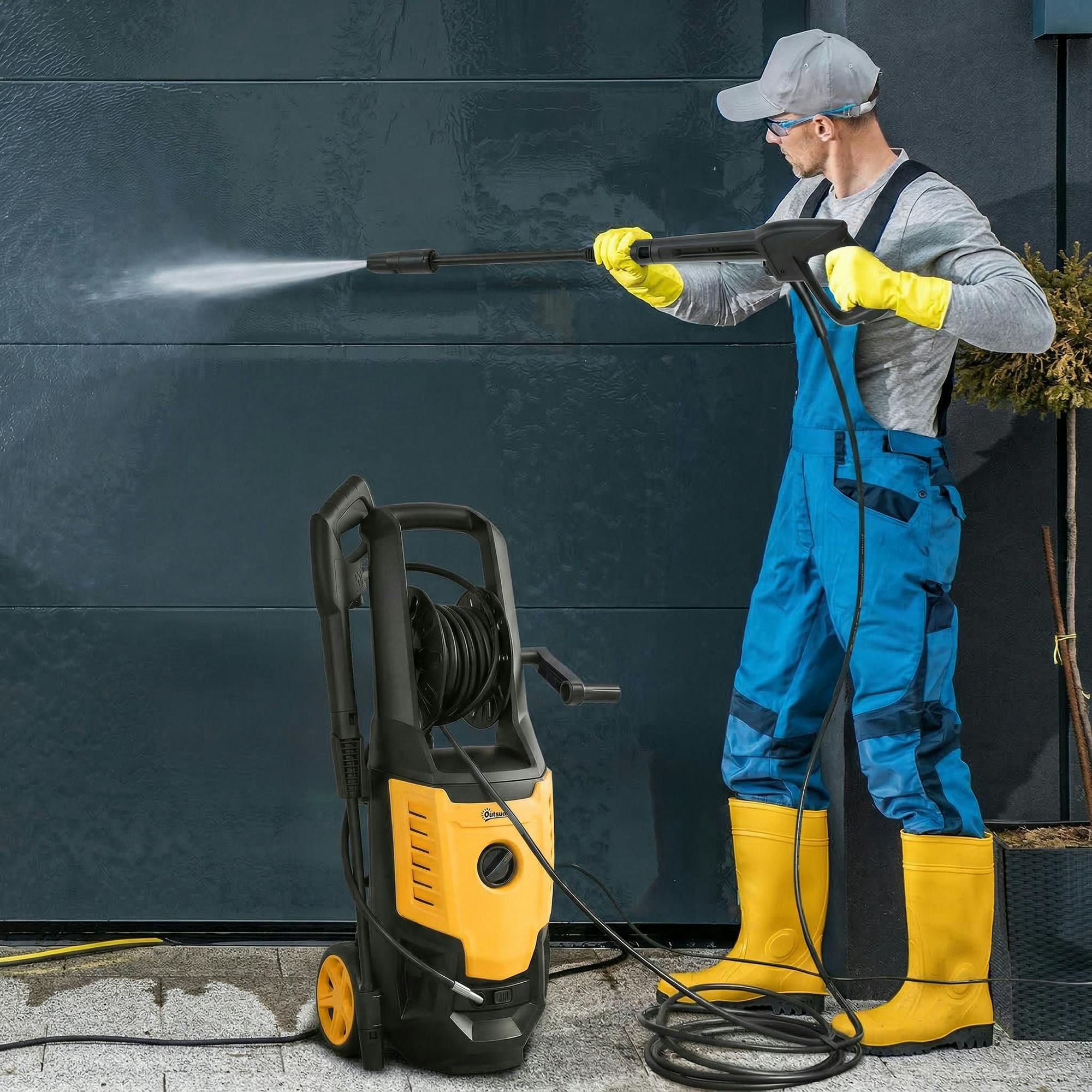Rackhams Yellow/Black 2200W Power Washer 170 Bar Pressure With Adjustable Nozzle - 1 - High Pressure Washer - 33 X 31.5 X 80.5 Cm