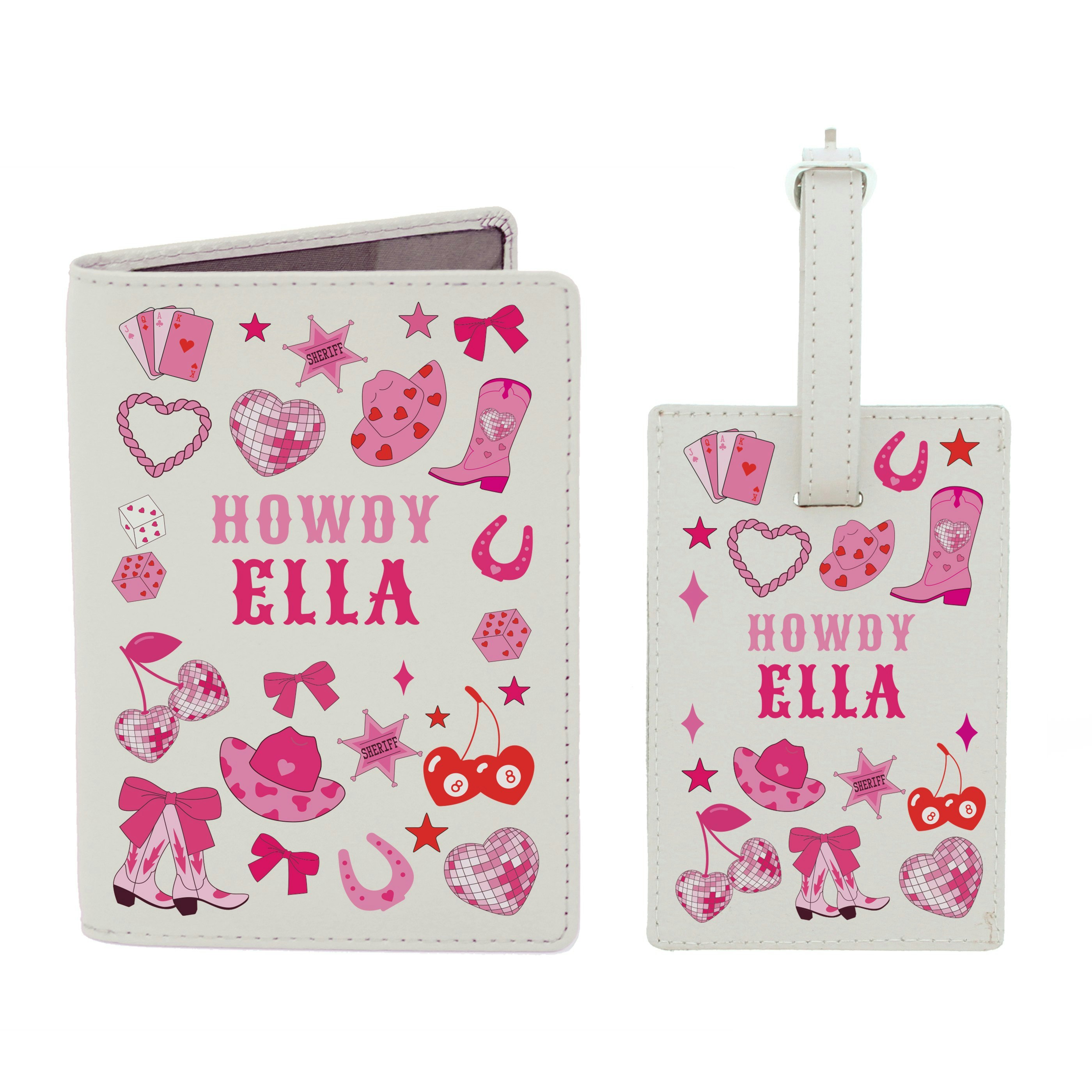 Personalised Memento Company Personalised Cowgirl Passport Holder & Luggage Tag
