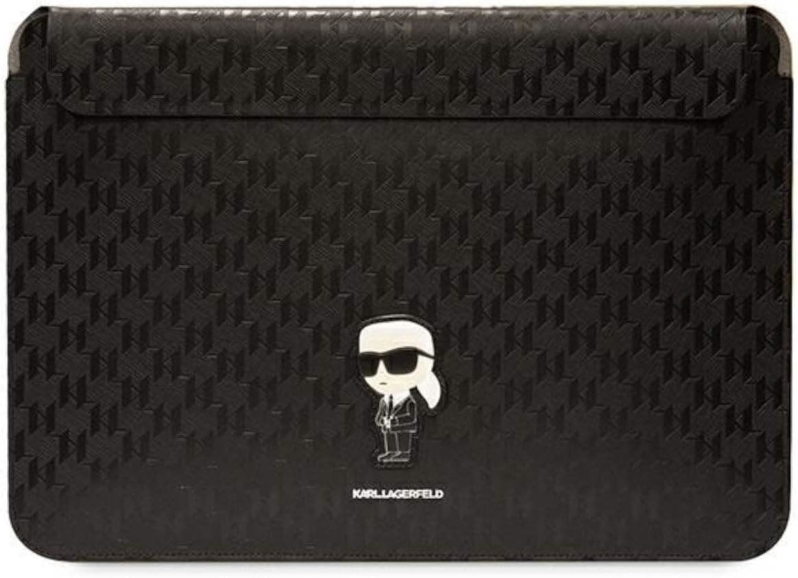 Karl Lagerfeld Black Saffiano Monogram Ikonik 14" Laptop Sleeve - Klcs14sakhpkk