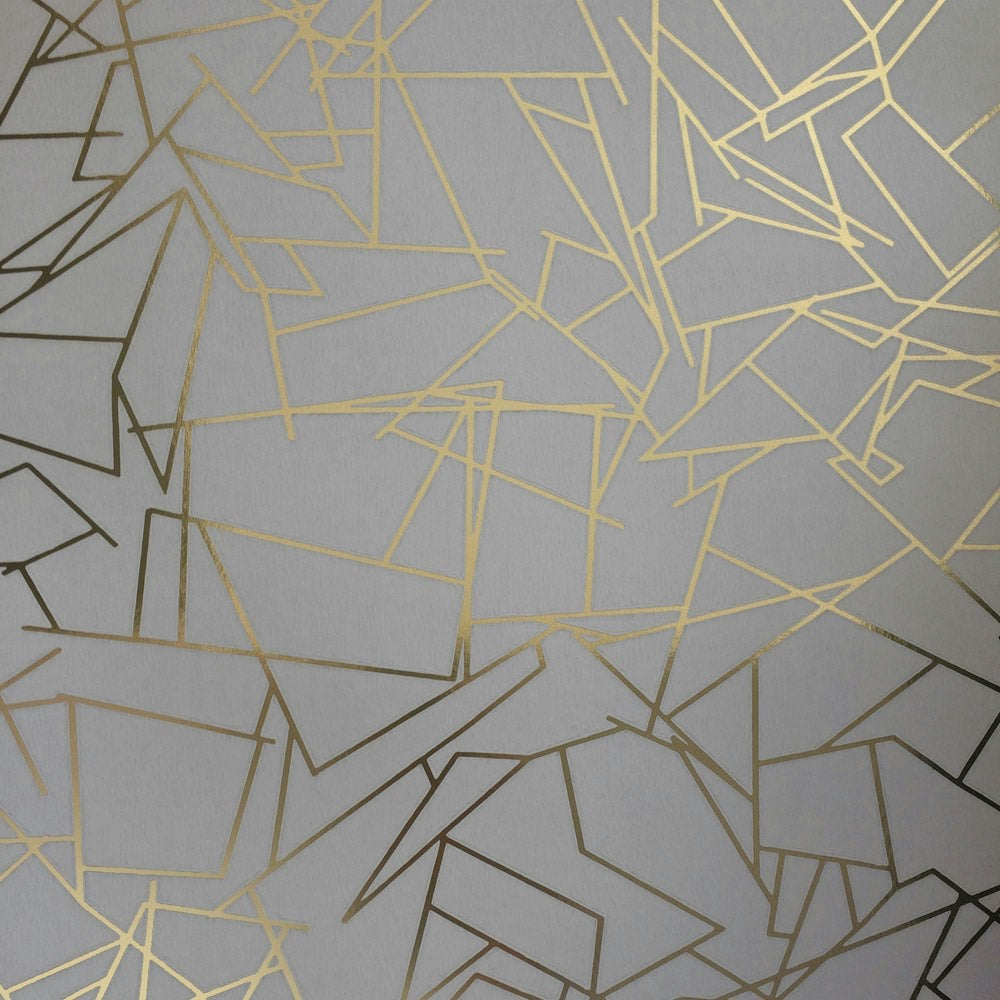 Erica Wakerly Gold/Grey Angles And Zinc Wallpaper - 10M Roll