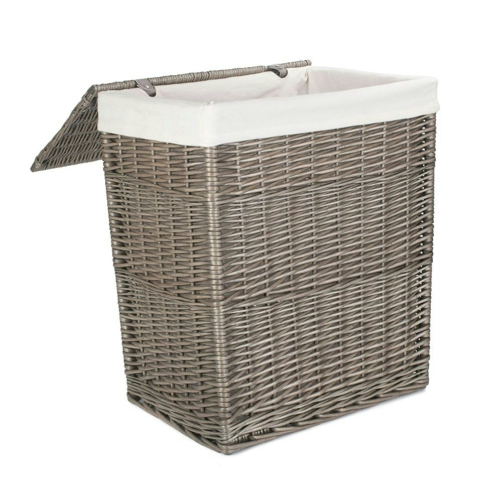 Red Hamper Red/White Hamper Antique Wash Slim Wicker Laundry Basket