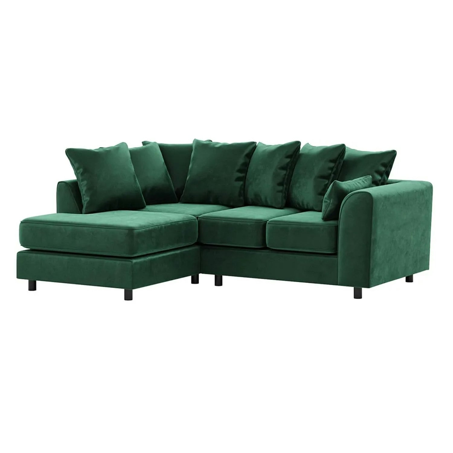 Rackhams Green Brooklyn Full Foam Plush Velvet Corner Sofa - Left Hand Facing