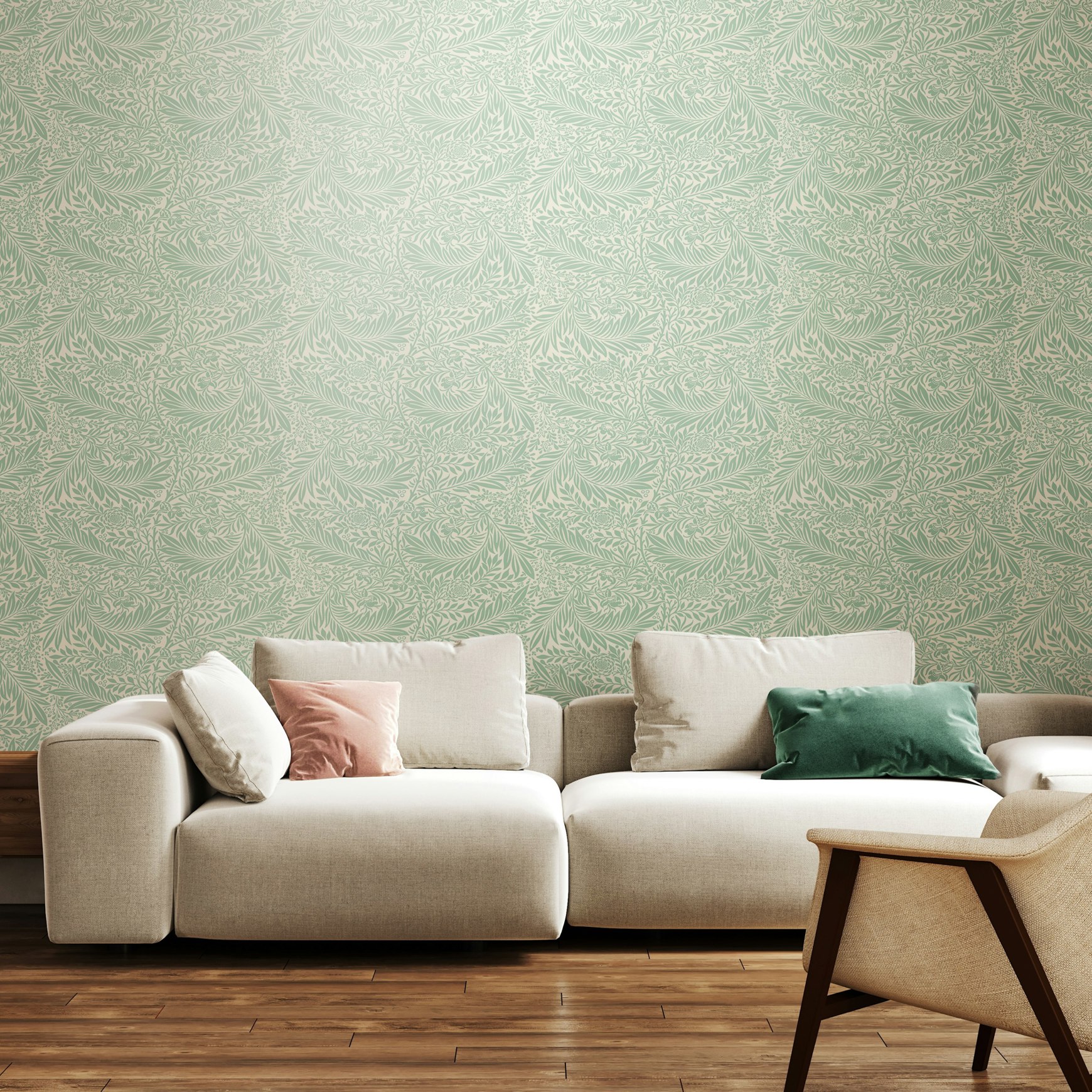 Rackhams Leaf Vine - Seafoam 10M Wallpaper