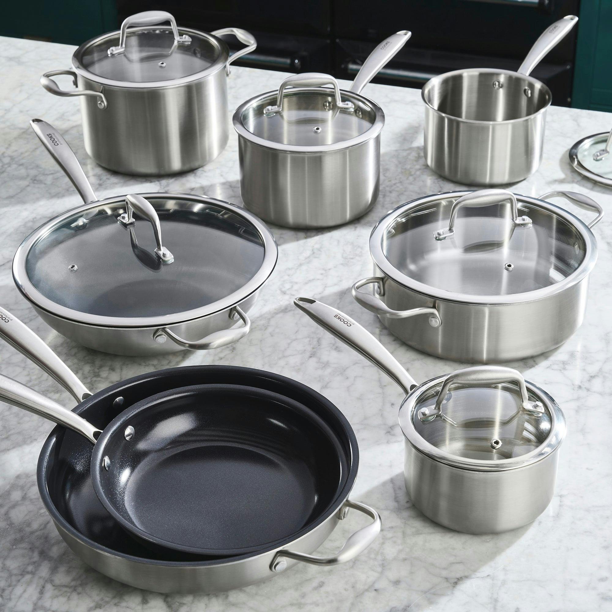 Cooks Professional Unisex Silver 8 Piece Tri-Ply Cookware Kitchen Pots & Pans Set In | : Size 8 Pack - Image 4