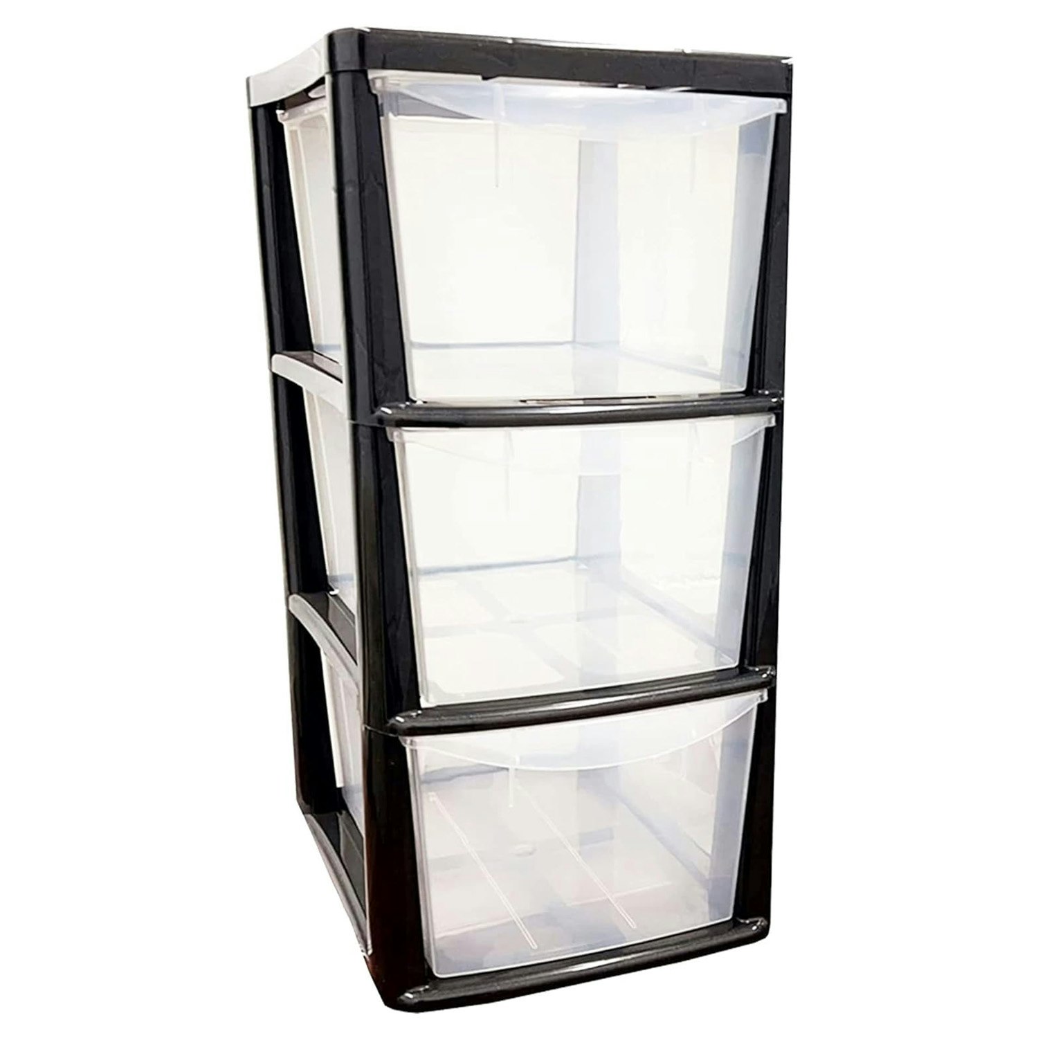 Rackhams Black/Silver 3 Drawer & Storage Tower Units With Clear Spacious Drawers - 1 X