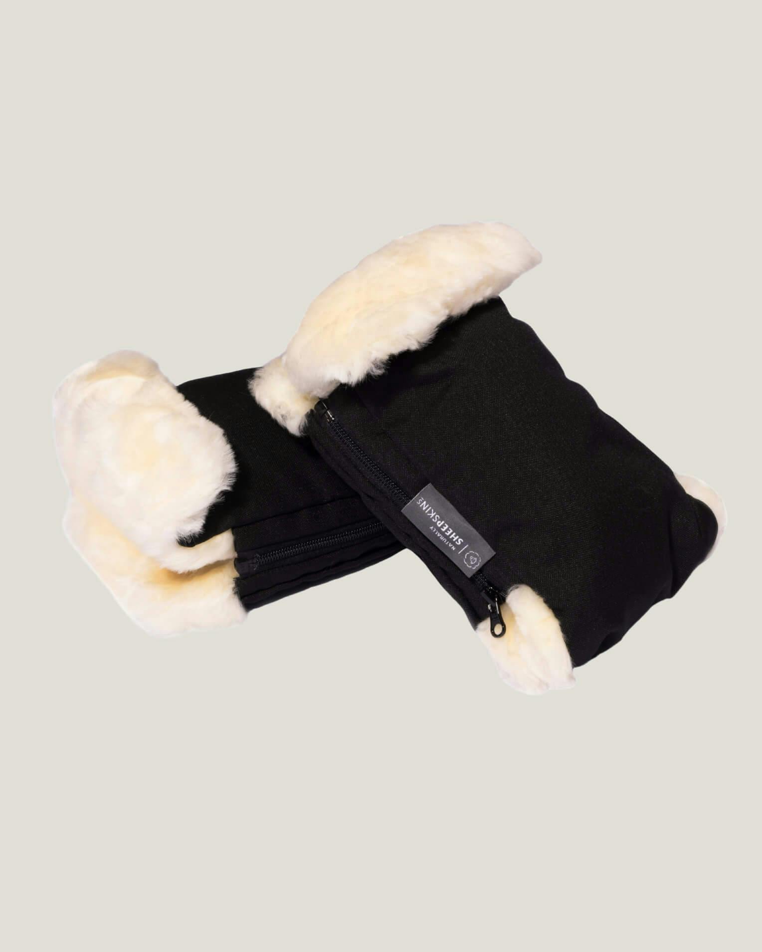 Naturally Sheepskins Black Natural Sheepskin Pram Hand Mittens