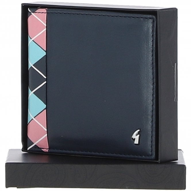 Gabicci Pink/Blue Real Leather 4 Card Billfold Wallet: Gb-145-Ap - Navy/ - One Size - Leather