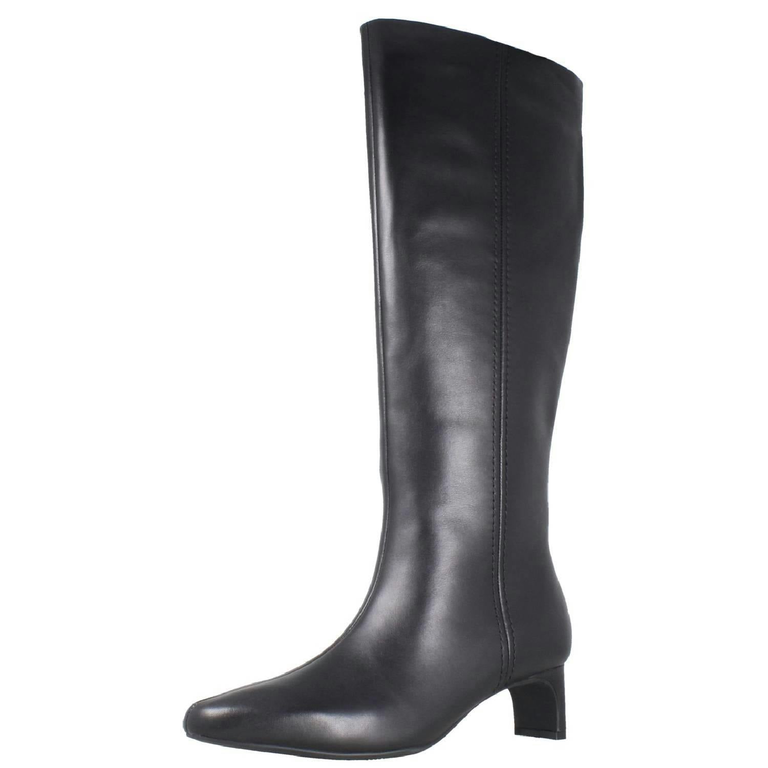 Clarks Women's Black Thin Block Heeled Knee High Boots Edina Tall - Uk 8