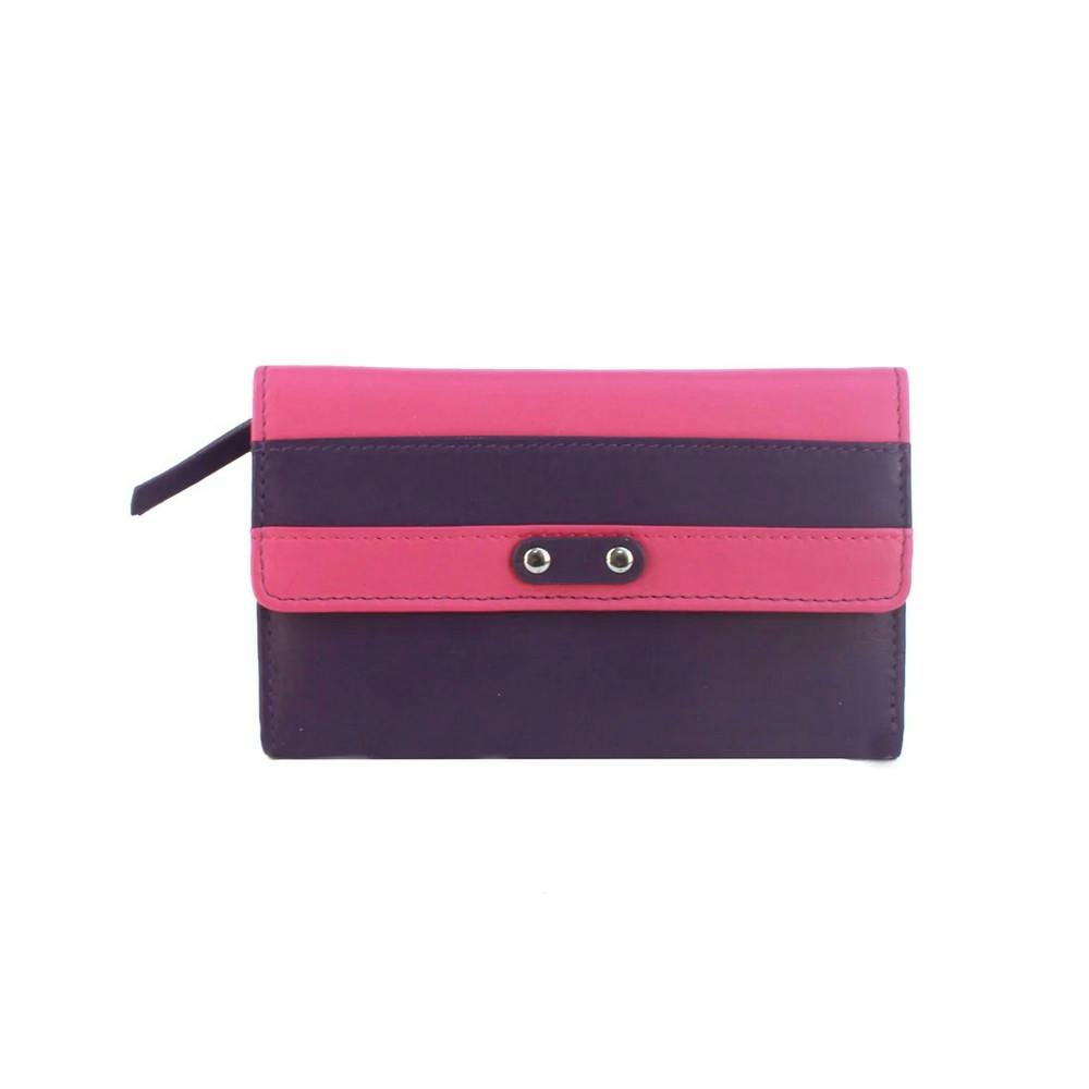 Eastern Counties Leather Women's Purple/Fuchsia Madison Striped Leather Purse - One Size - 100% Leather