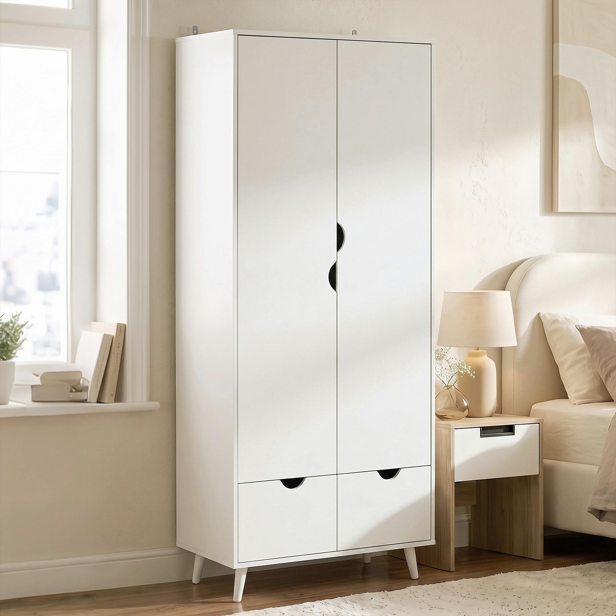 Rackhams White Storage Organisation Furniture With Rail And 2 Drawers,