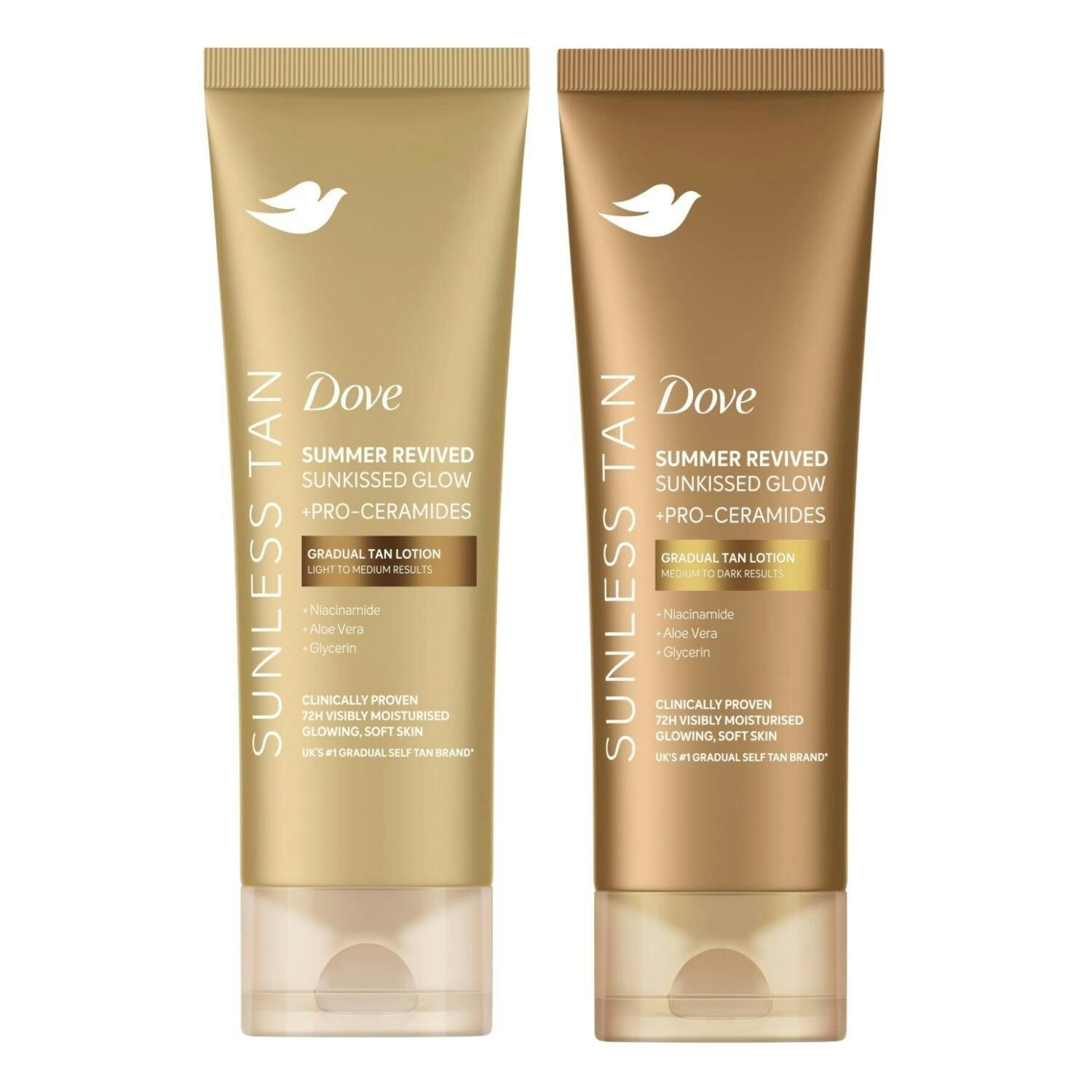 Dove Dark Summer Revived Tanning Lotion Duo For Fair-Medium & Medium-, 4X200ml