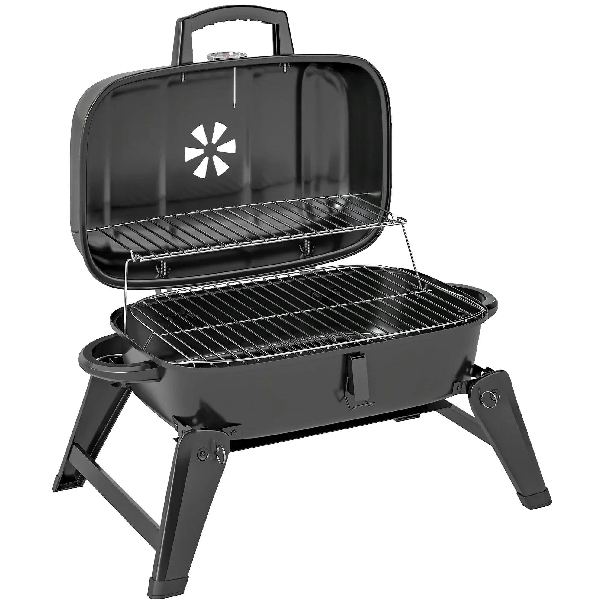 Outsunny Charcoal Barbecue Grill - Foldable - Black - Image 5
