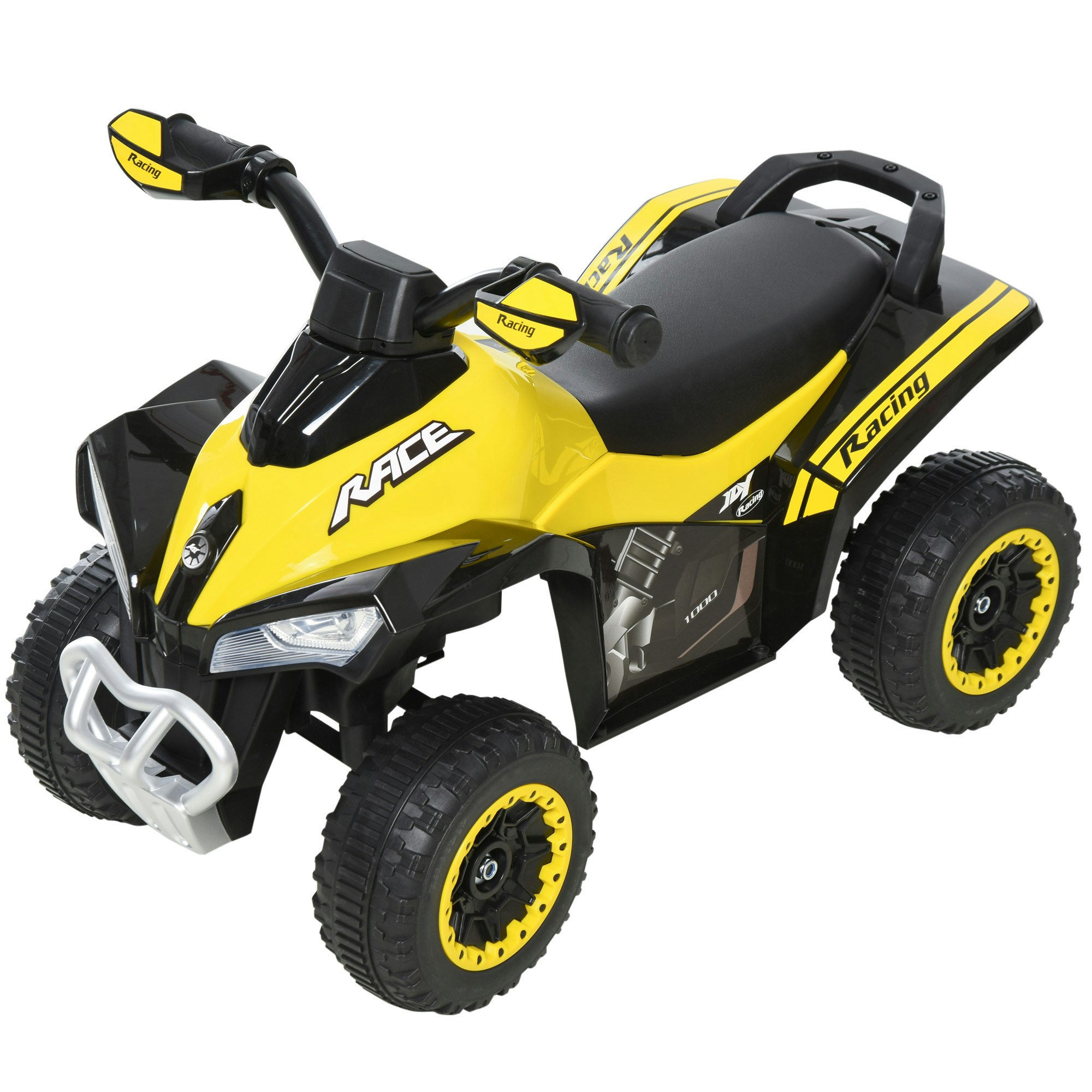 Homcom Yellow No Power Quad Toddler Ride On Car Foot-To-Floor Sliding Large