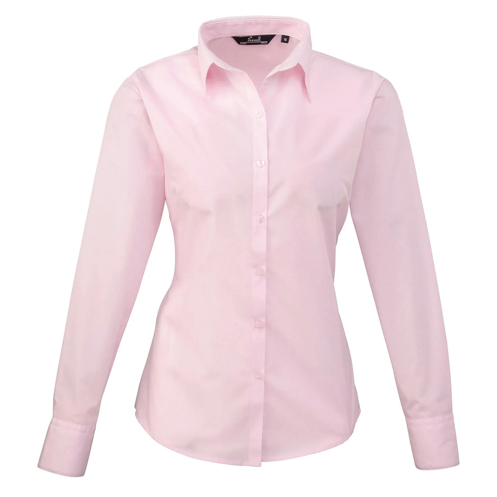 Premier (14, Pink) Womens/Ladies Poplin Long-Sleeved Blouse - Image 4