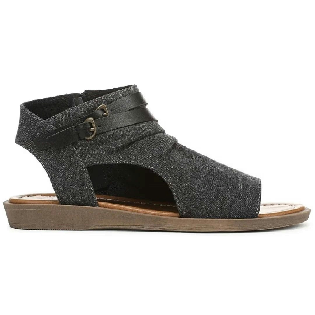Blowfish Malibu Women's Light Denver - Charcoal Strappy Low Wedge Sandals - Uk 6