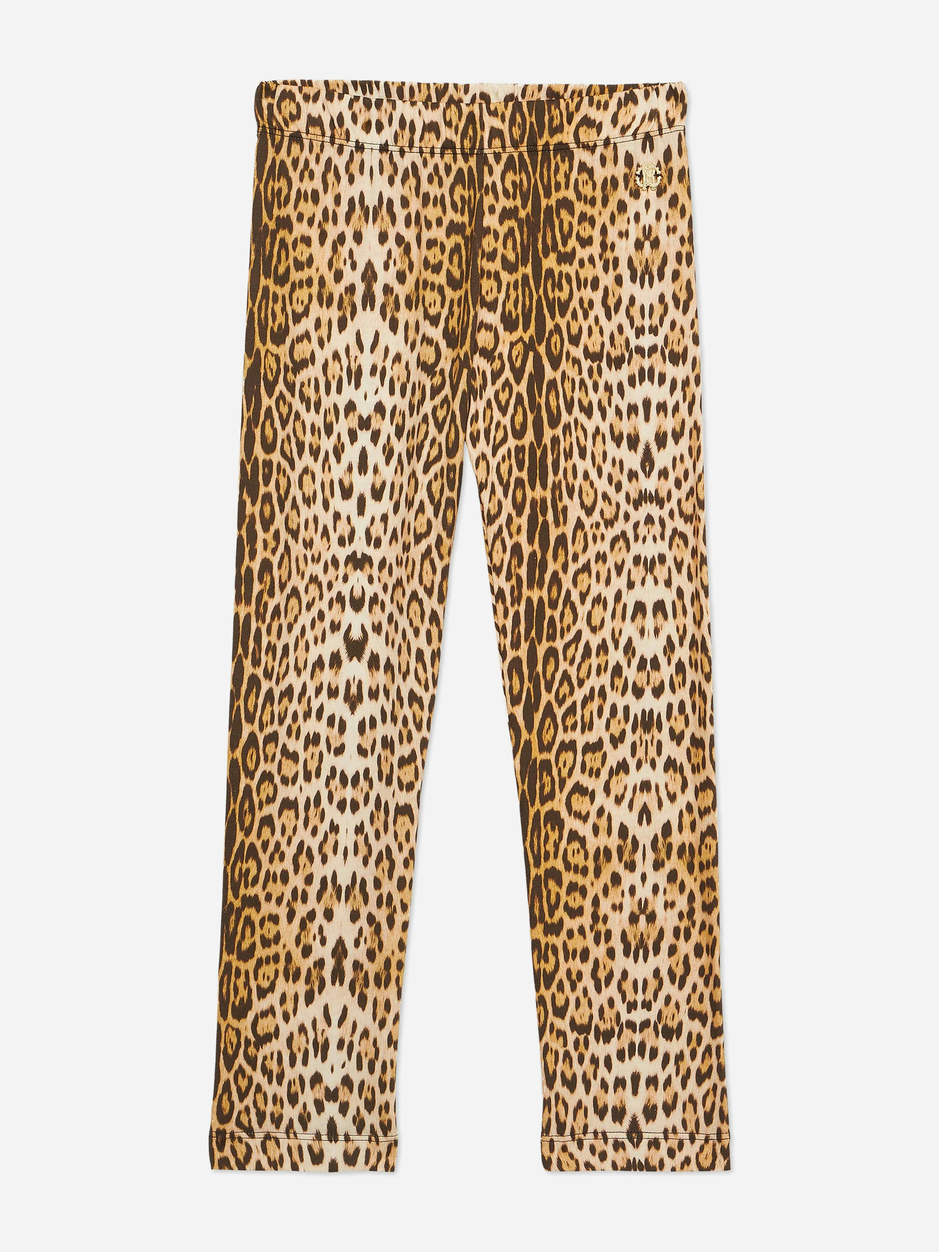 Roberto Cavalli Girls Brown Branded Leggings In - 10 Yrs