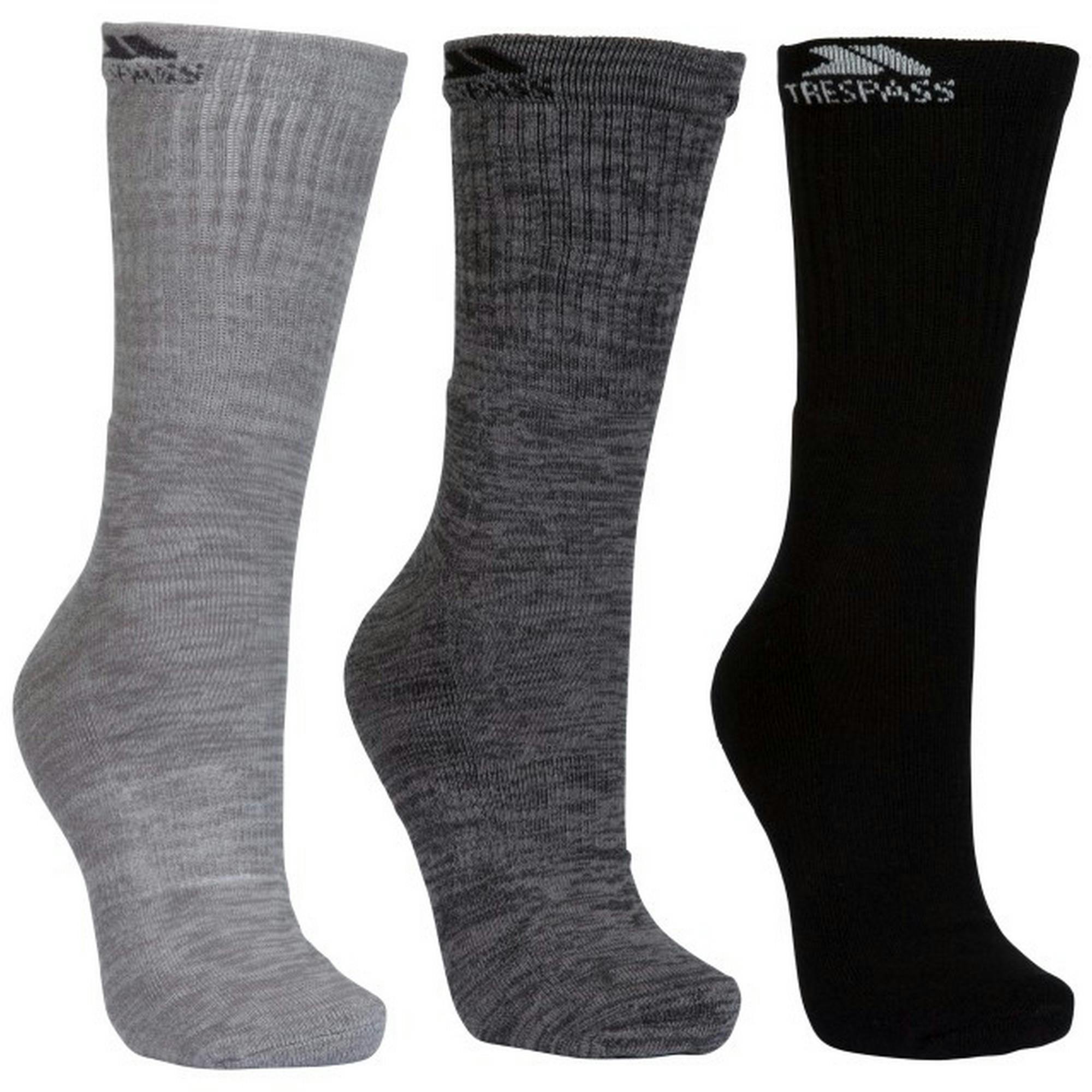 Trespass Mens Jackbarrow Trekking Socks (Pack Of 3) (Carbon Melange/Stone Melange/Black) - Grey - Size UK 7-11 - Image 2