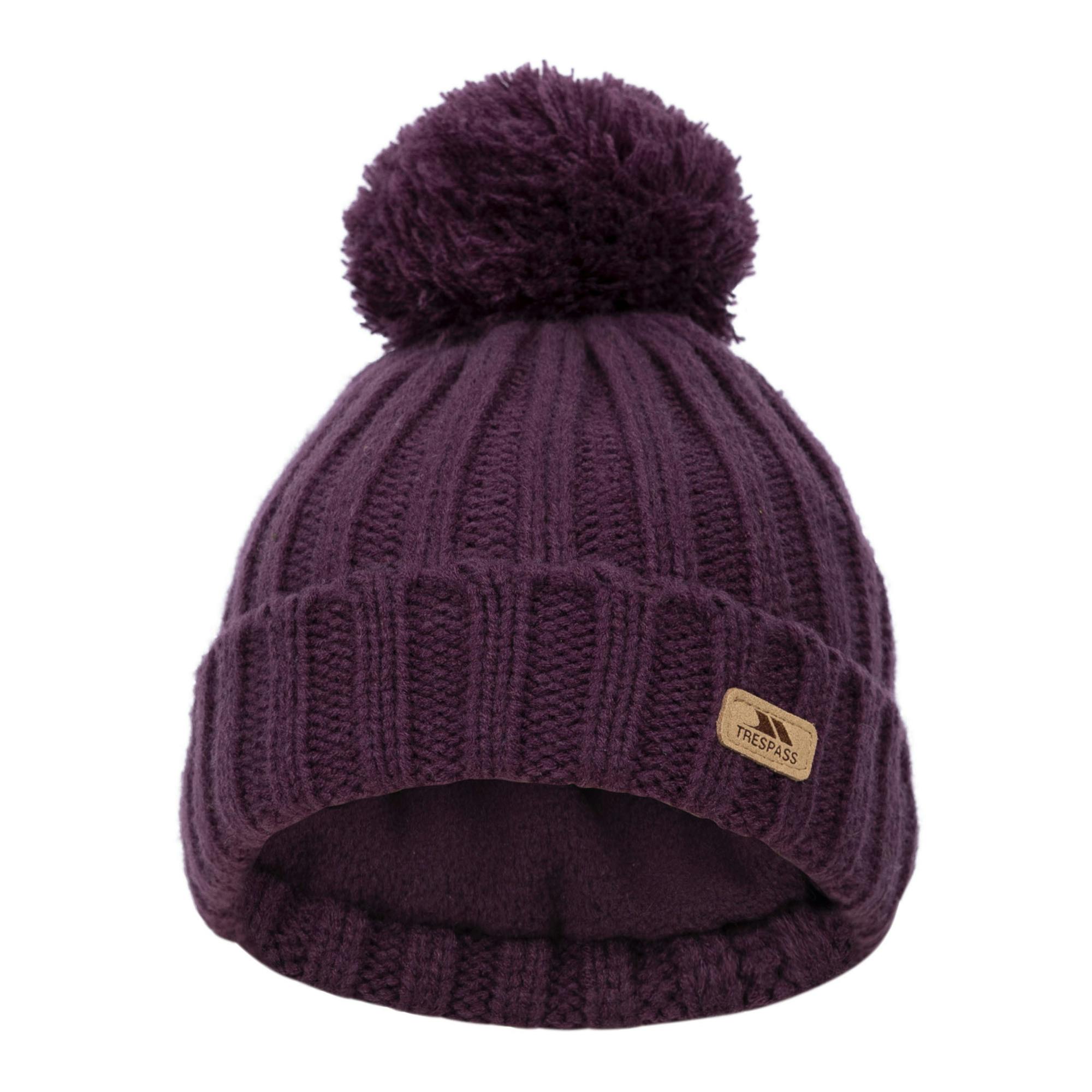 Trespass Purple Childrens/Kids Thorns Bobble Hat - Potent - Potent - 8-10 Years - 100% Fleece