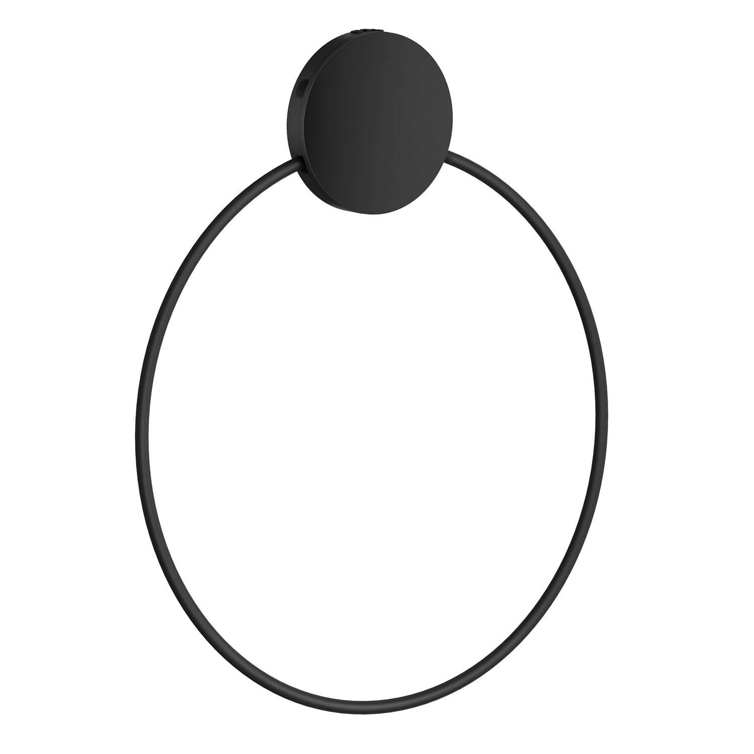 Beslagsboden Black Stainless Steel (W)17.2Cm Bathroom Towel Ring Self Adhesive Wall Mounted