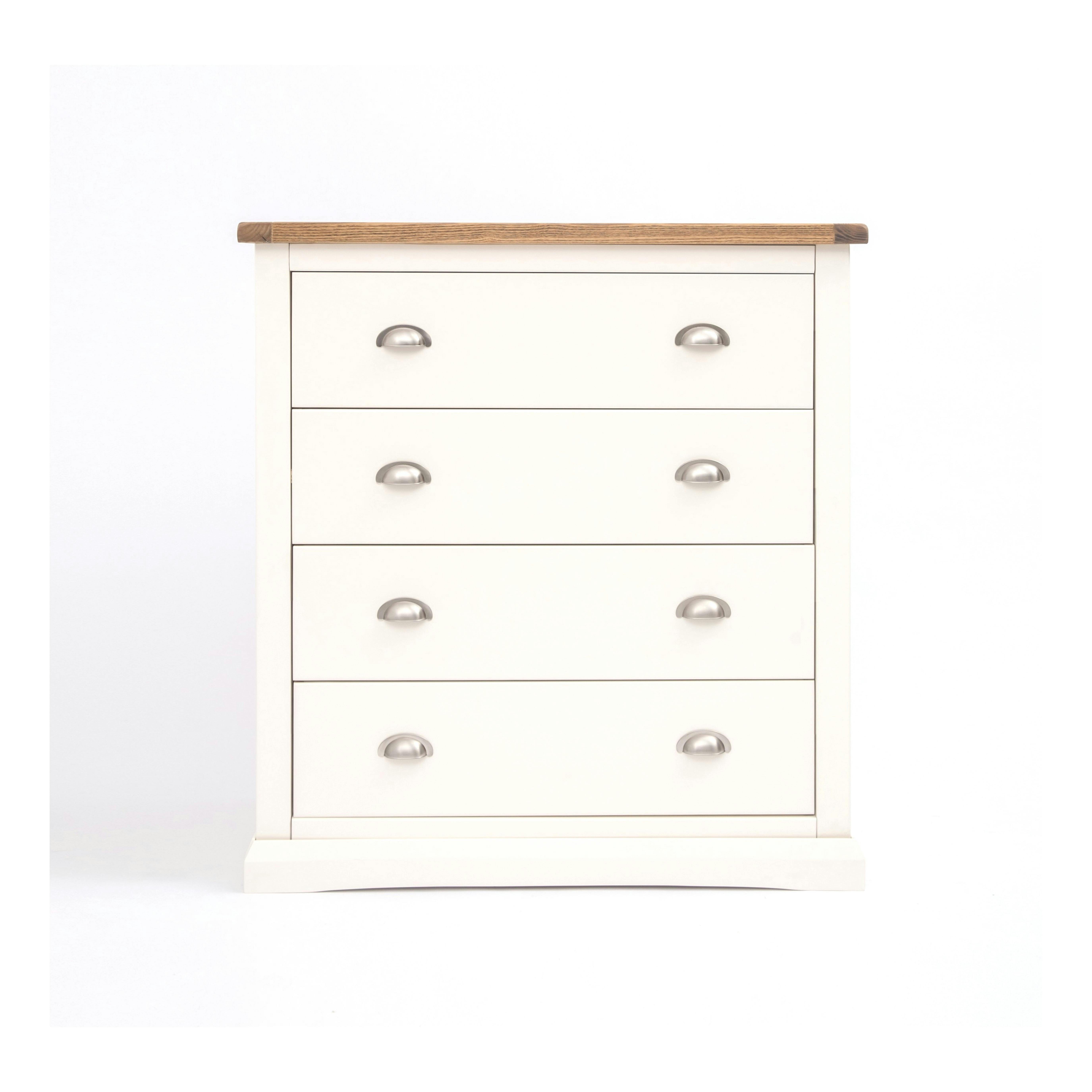 Rackhams White Cosenza 4 Drawer Chest Of Drawers Chrome Cup Handle - Off