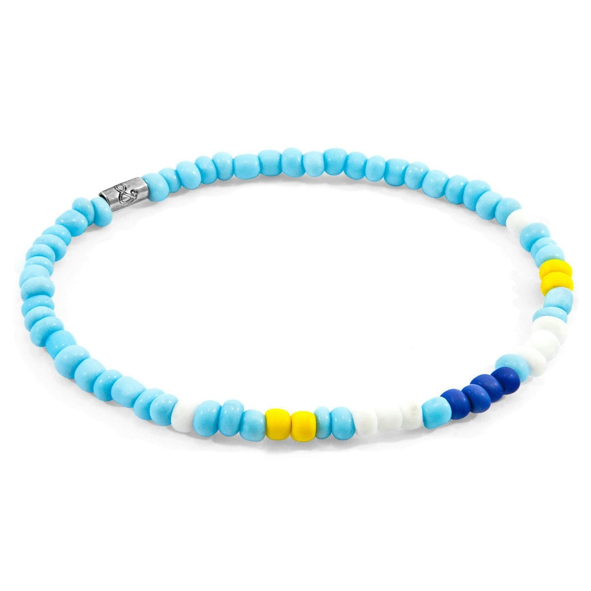 Anchor & Crew Blue/Turquoise/Silver - Edgar And Glass Skinny Bracelet - L - 23Cm