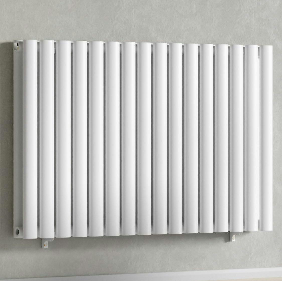 Myhomeware White 960 X 600 Mm Modern Horizontal Column Designer Radiator Oval Double Panel Radiator Heater