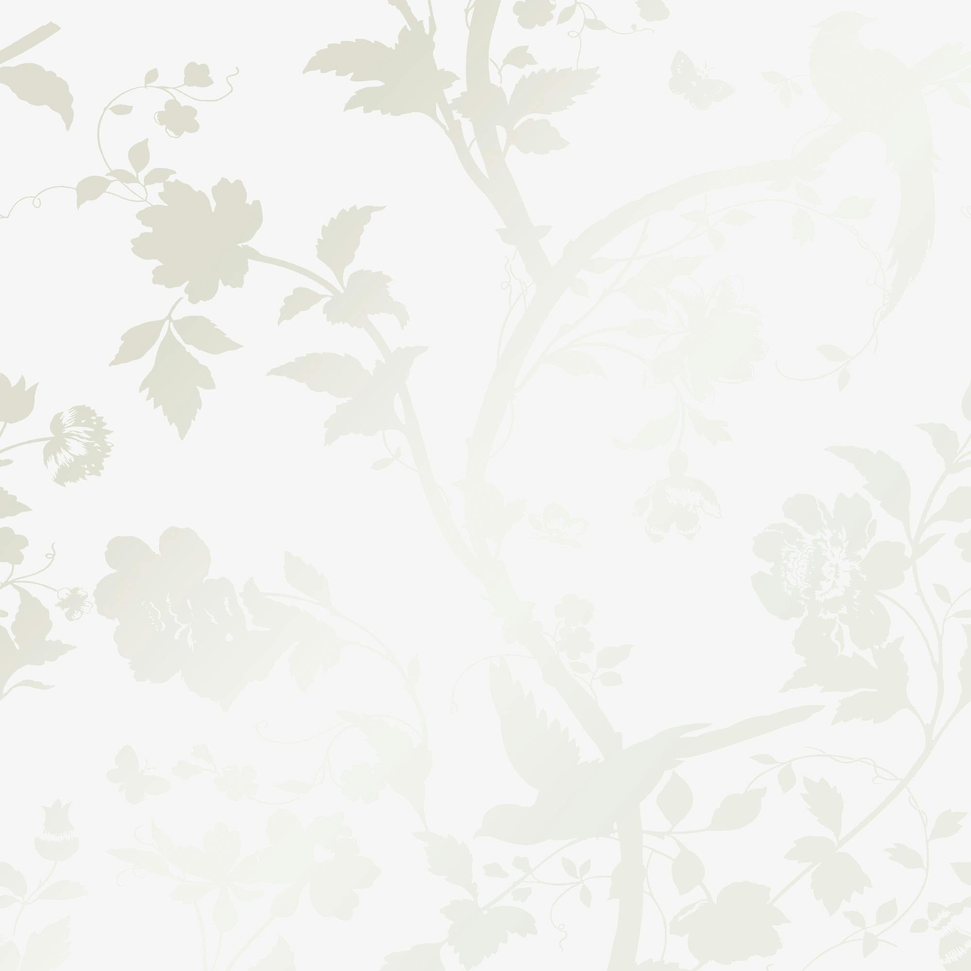 Laura Ashley White Oriental Garden Pearlescent Wallpaper - 10M