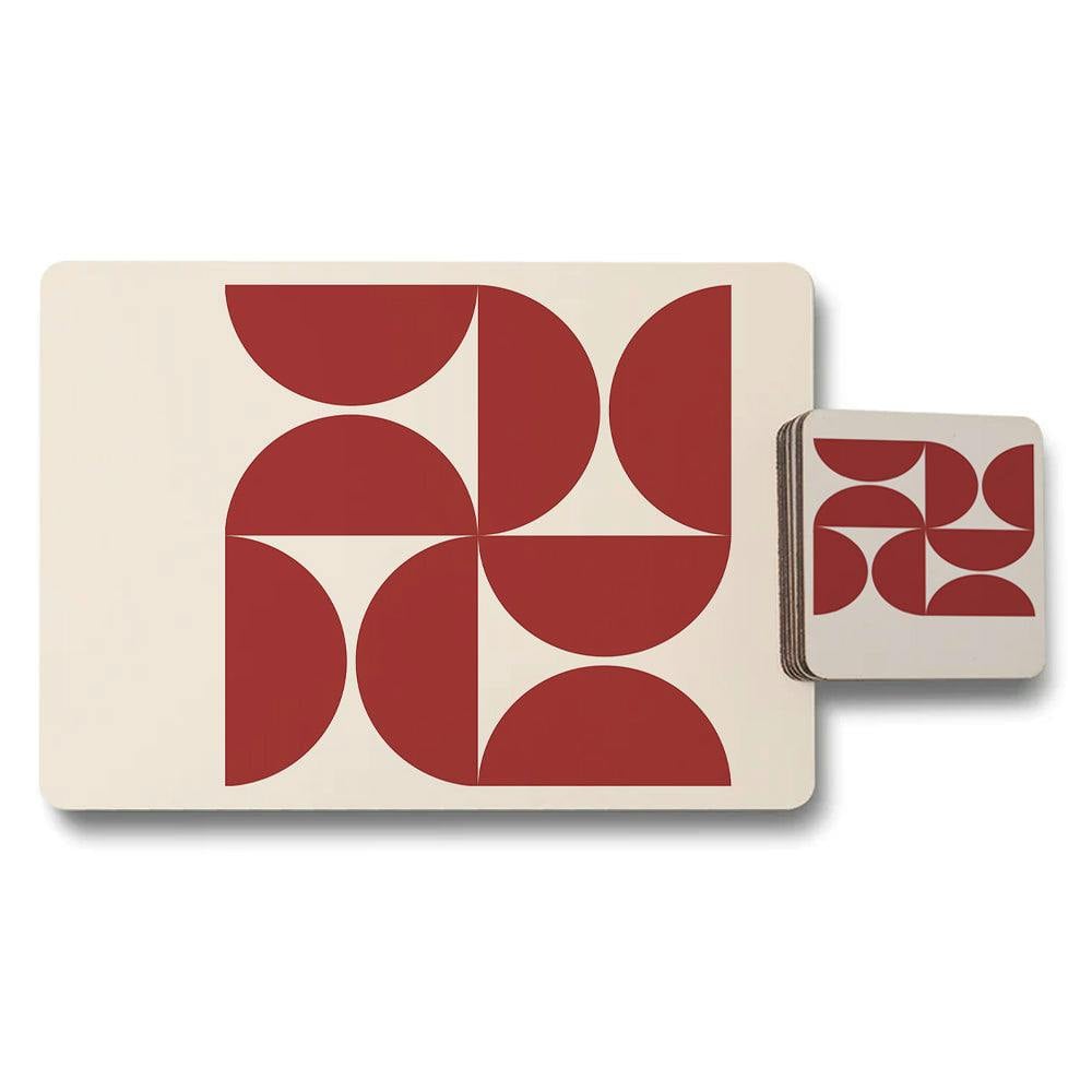 Rackhams Red Set Of 12 Placemats And Coasters With Designer Artwork 11X8 Inch Wood Bottom